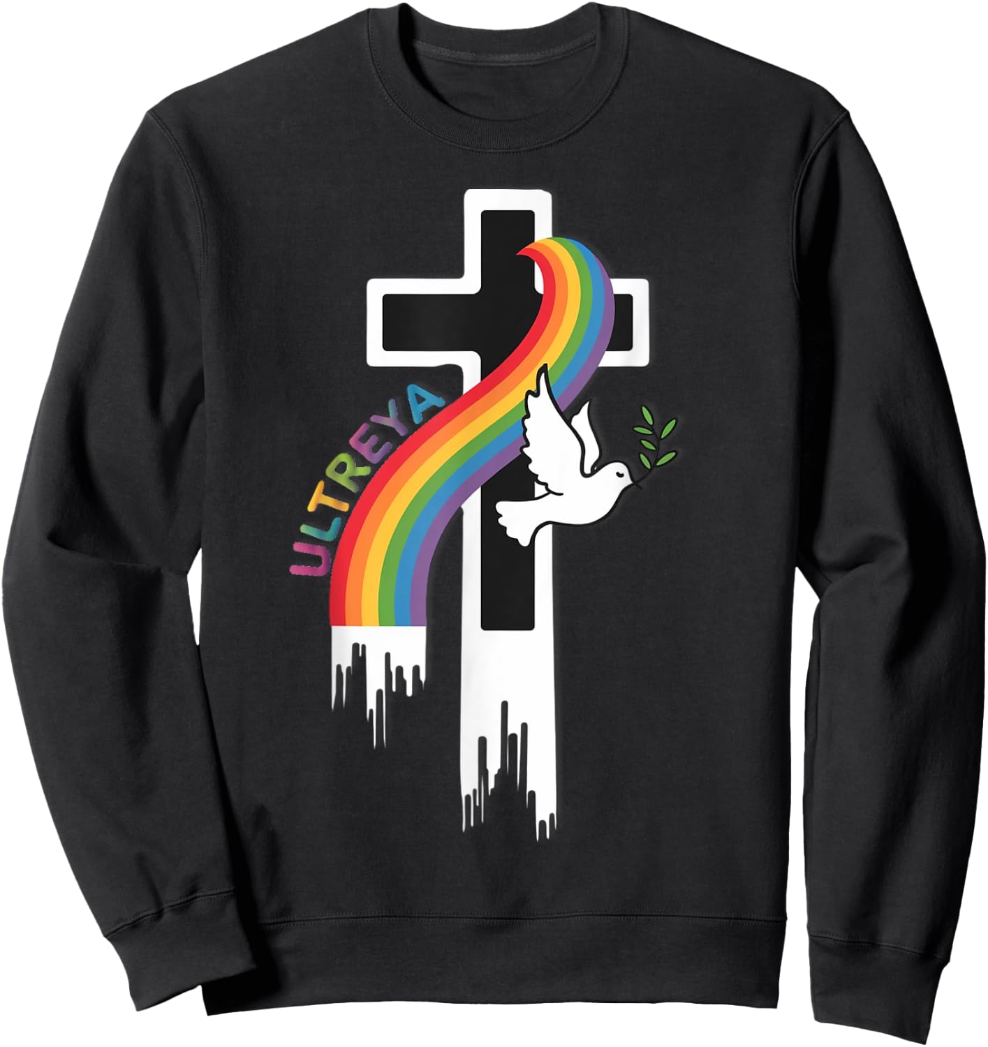 DeColores Cursillo Rainbow Rooster Catholic Sweatshirt - Sweatshirt | Black