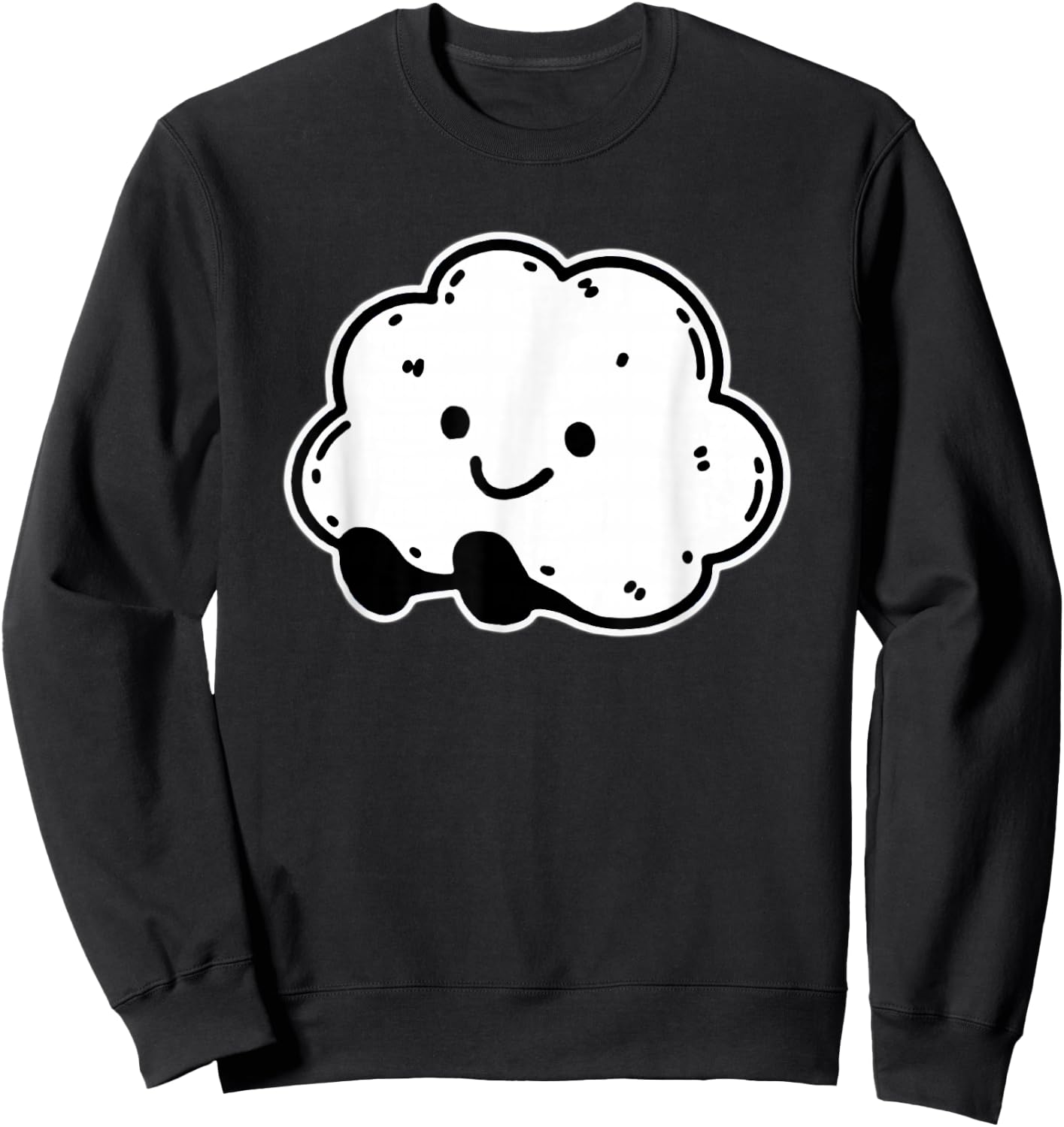 Smiling Cloud Happy Face Blackwork Minimal Sweatshirt - Sweatshirt | Black