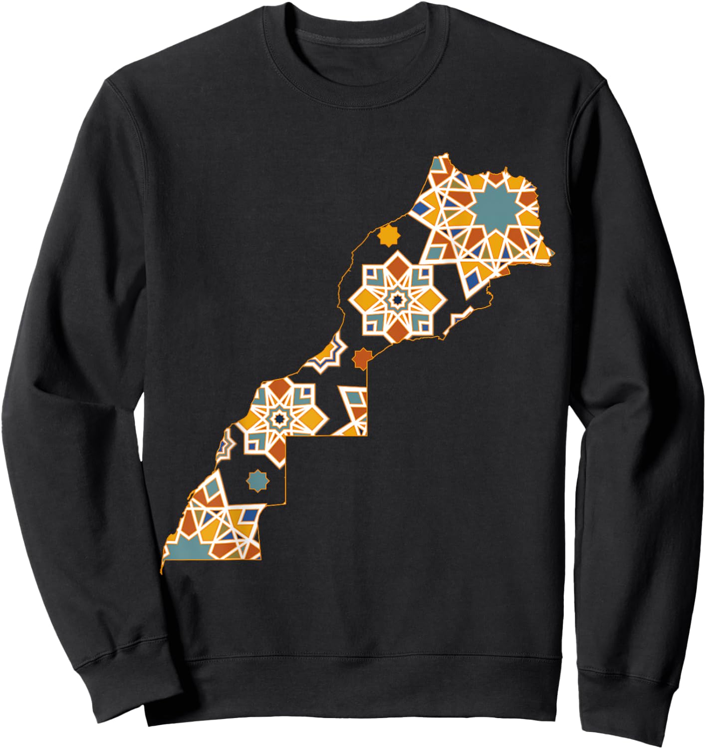 Map Morocco Morocco Jersey Morocco Zellige Moroccan Sweatshirt - Sweatshirt | Black