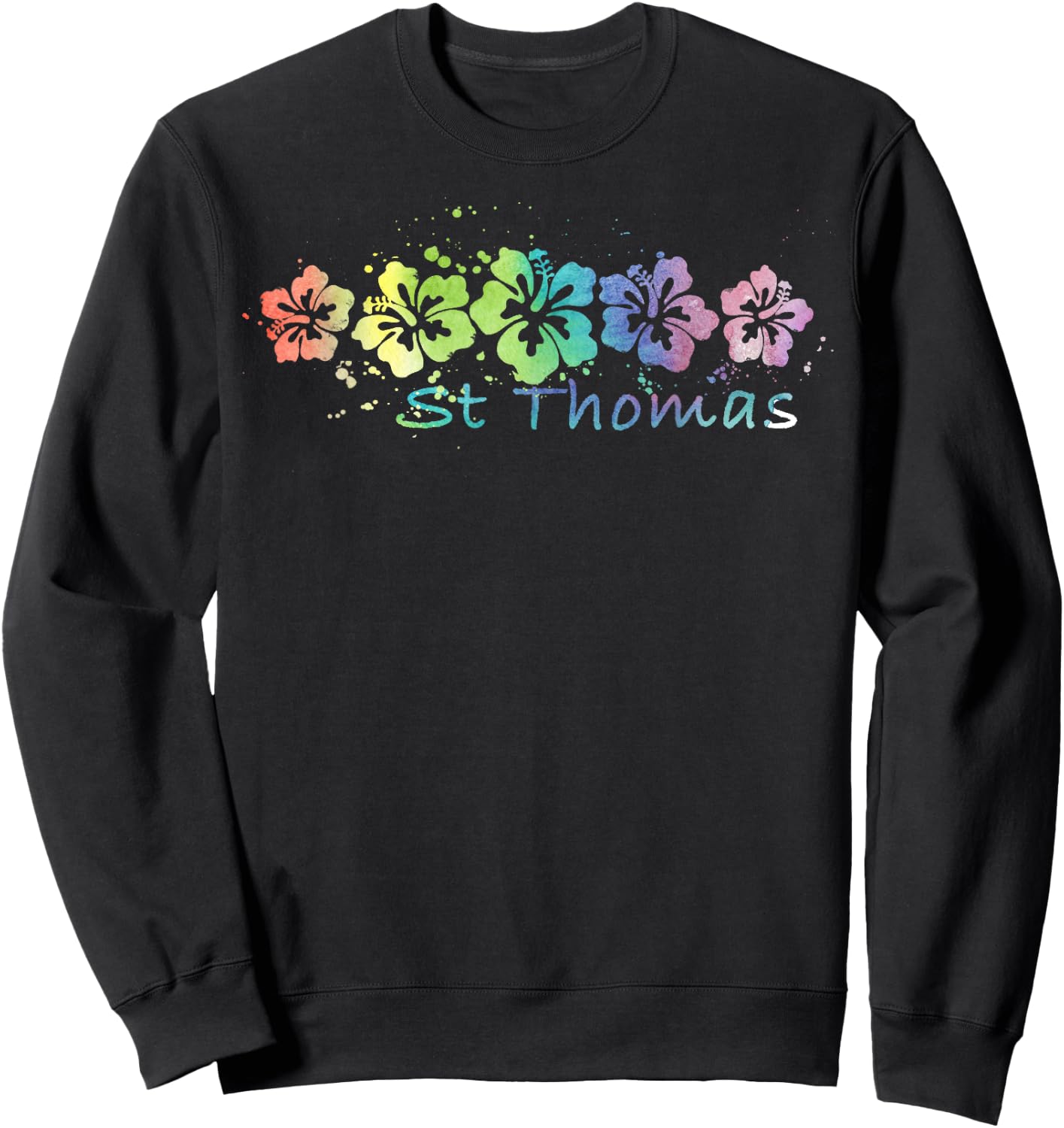 St Thomas Watercolor Beach /Travel Surf Sweatshirt - Sweatshirt | Black