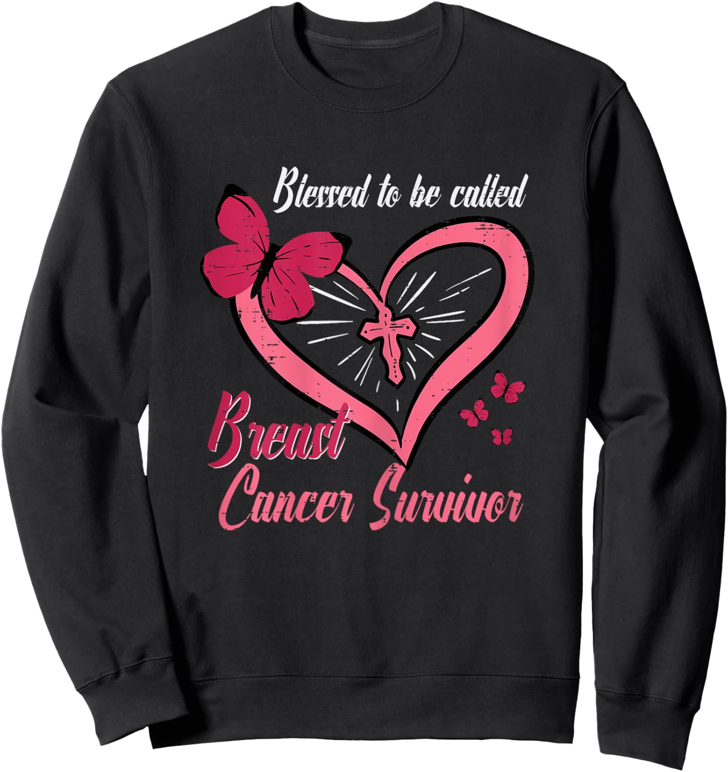 Blessed To Be Called Breast Cancer Survivor Christian Women Sweatshirt - Sweatshirt | Black