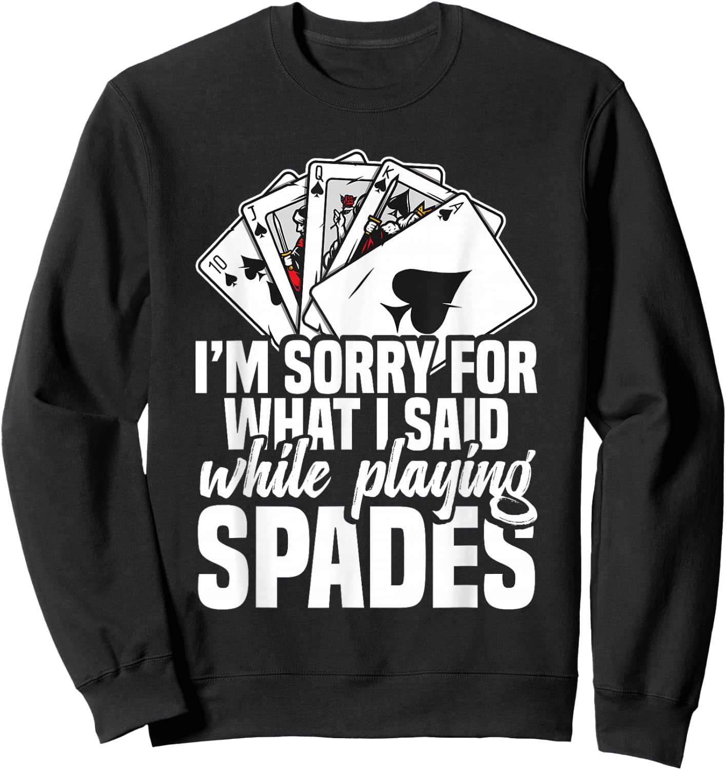 Spades Game Lover Clothing & Spades Set -Adults, -Kids Black Small Modern Sporty Short Sleeve Spades Card Game Sweatshirt - Sweatshirt | Black