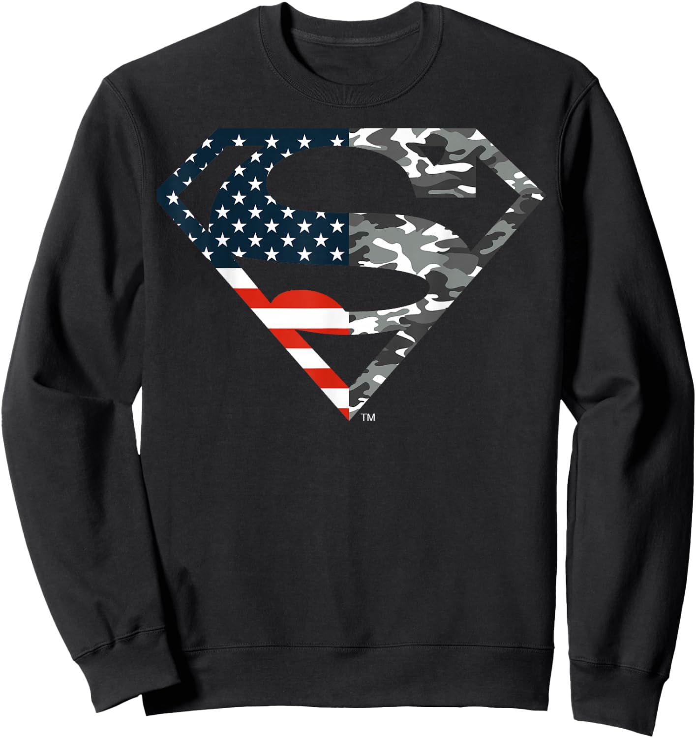 DC Comics Superman American Flag Camo Logo Sweatshirt - Sweatshirt | Black