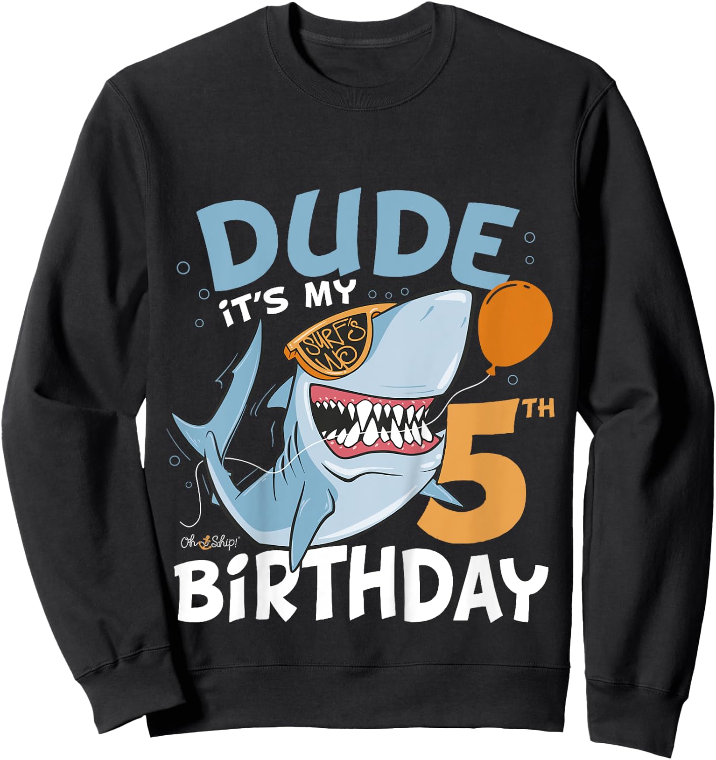 Kids Dude it's my 5th Birthday - 5th Shark Birthday Boy Sweatshirt - Sweatshirt | Black