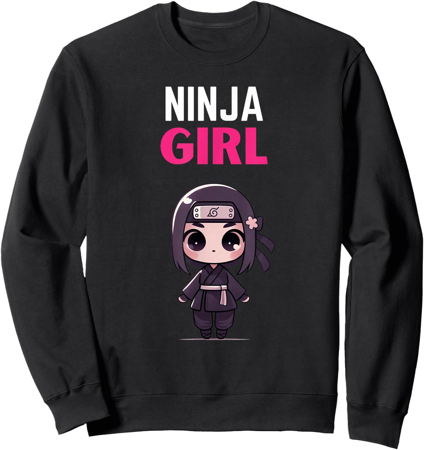 Birthday Ninja Girl Cute Kids Ninja Sweatshirt - Sweatshirt | Black