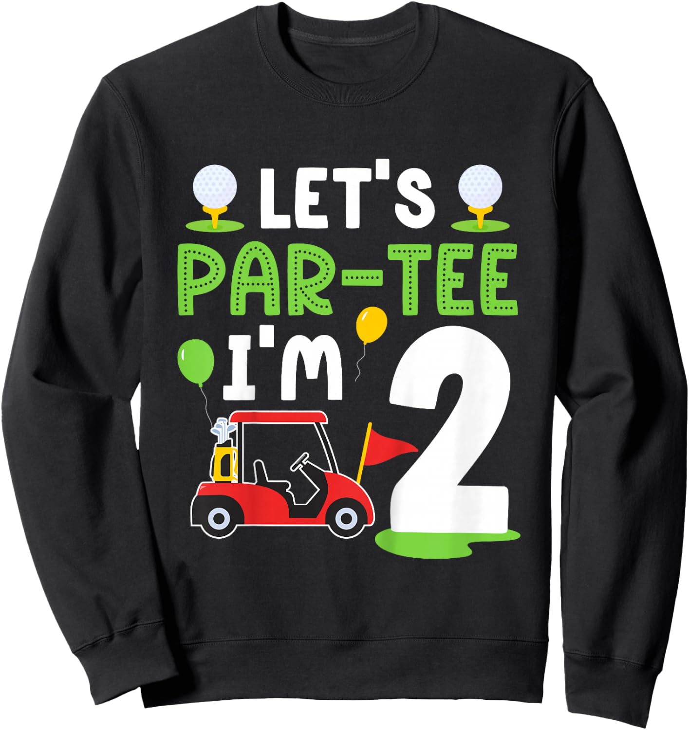 Kids 2nd Golf Birthday Party Two Year Old Golf Player Birthday Sweatshirt - Sweatshirt | Black