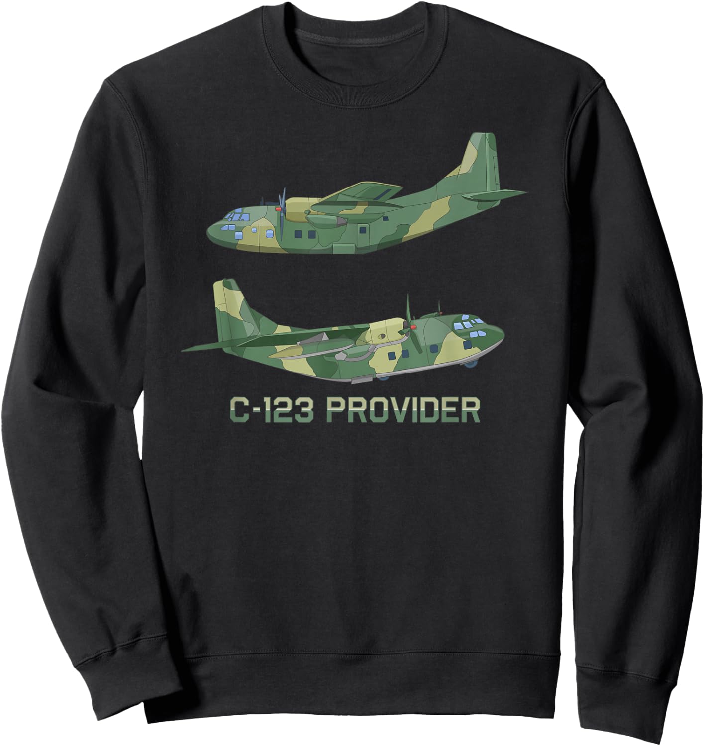 C-123 Provider US Transport Plane Chart Sweatshirt - Sweatshirt | Black