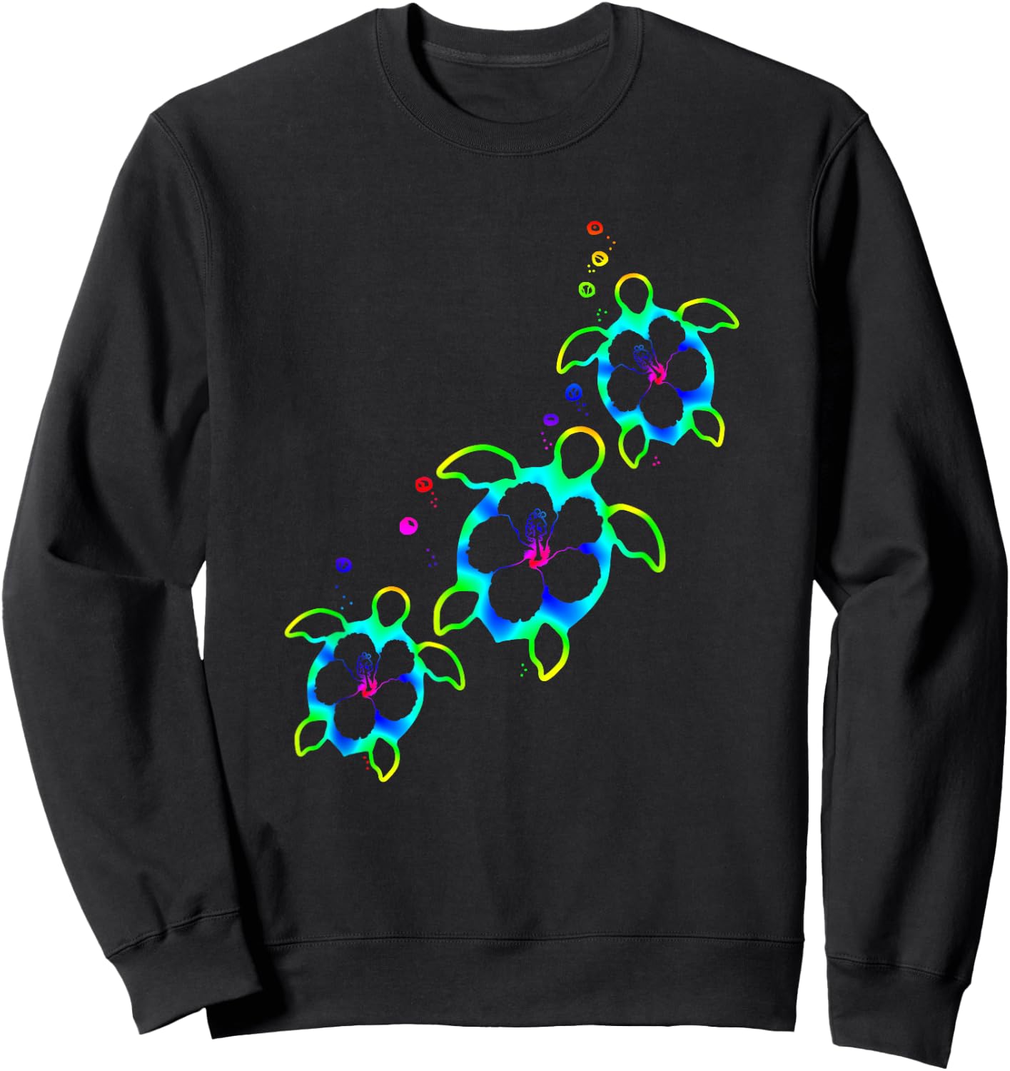 Tropical Colors Hawaiian Honu Sea Turtles Sweatshirt - Sweatshirt | Black