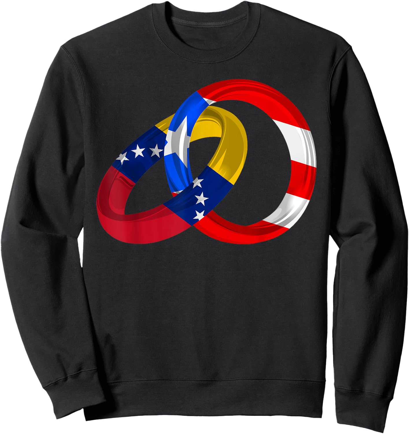 Puerto Rico Venezuela Flag Rings Hispanic Heritage Month Sweatshirt - Sweatshirt | Black