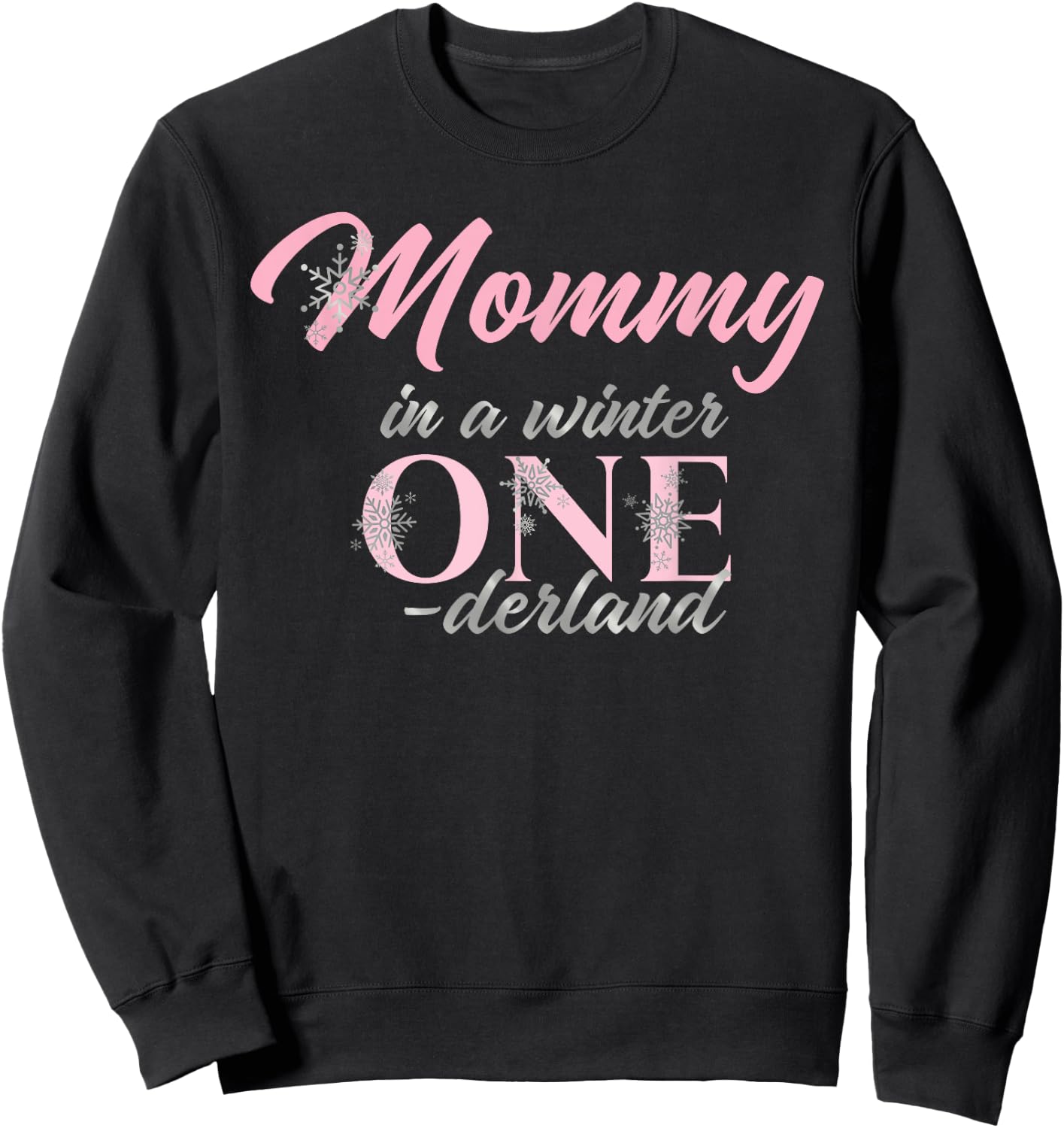 Mommy Of The Birthday for Girl Winter Onederland 1st Sweatshirt - Sweatshirt | Black