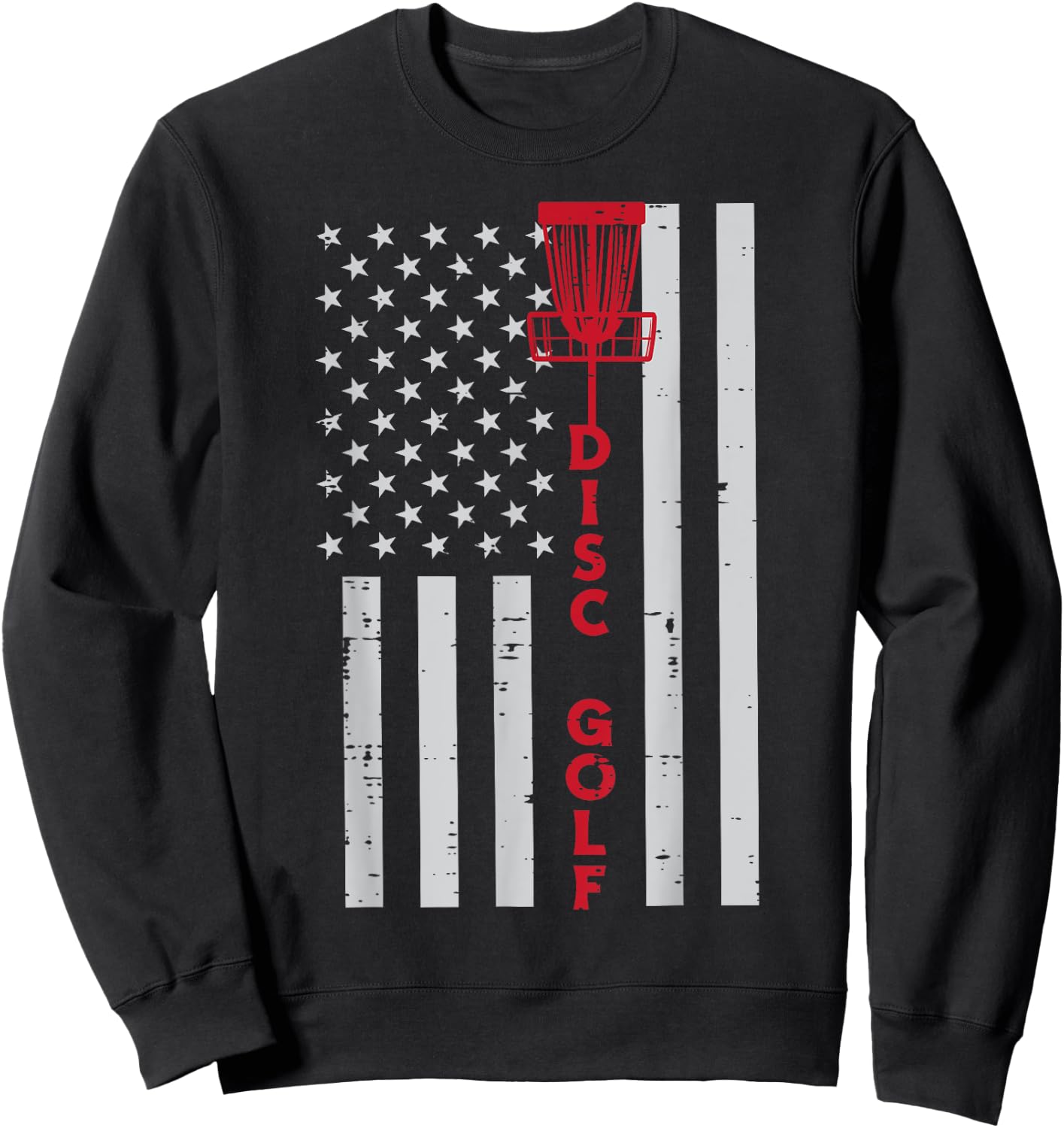 Disc Golf US Flag Frisbee Frolf Patriotic Men Women Kids Sweatshirt - Sweatshirt | Black