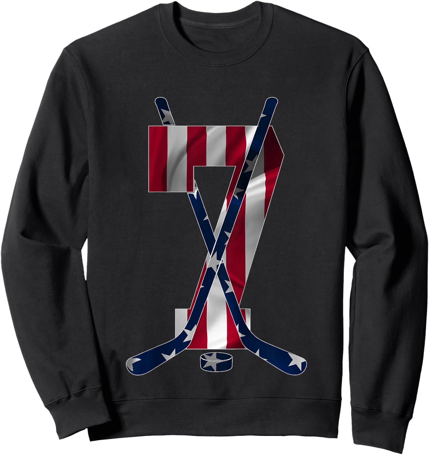 Number 7 Years Ice Hockey 7th Birthday Sweatshirt - Sweatshirt | Black