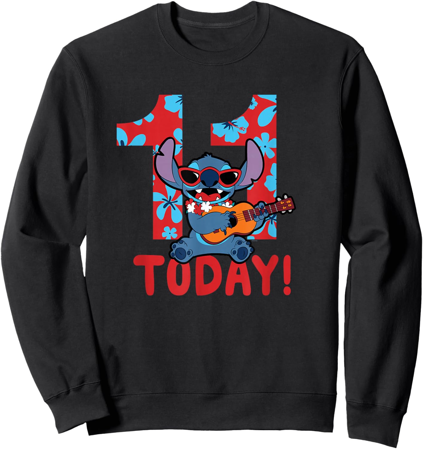 Disney Lilo & Stitch Tropical Birthday 11 Years Old Today Sweatshirt - Sweatshirt | Black