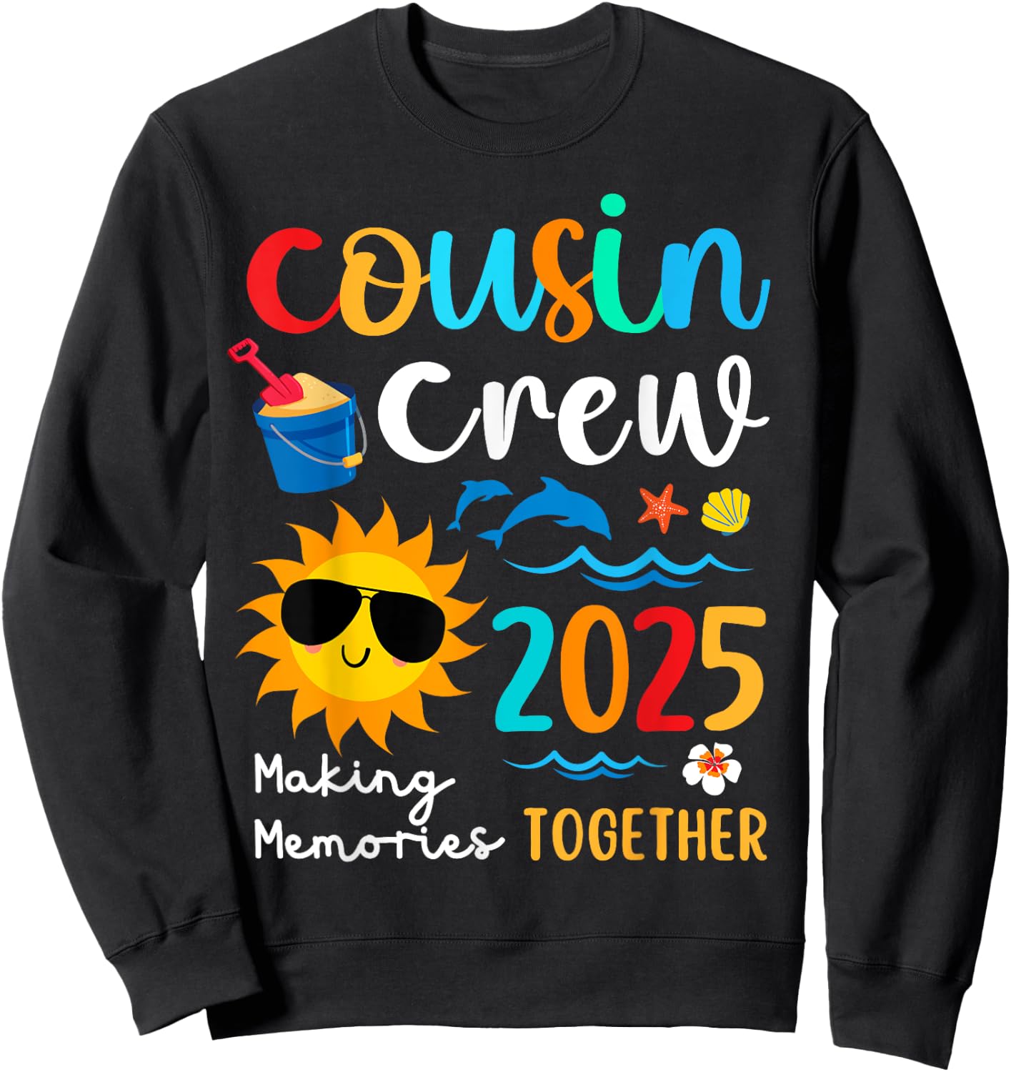 Cousin crew 2025 Summer Vacation Beach Family Trips Matching Sweatshirt - Sweatshirt | Black
