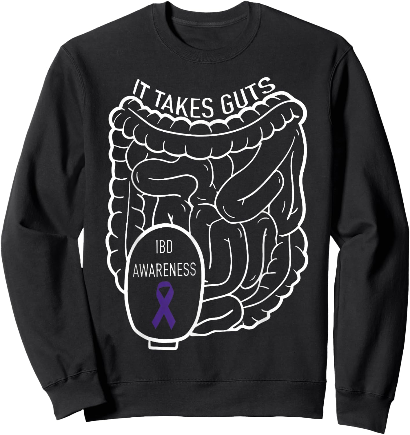 Gastroenterologist Gastro Design Women IBD Ostomy It Takes Guts Ostomy Awareness Chronic Illness , Small, Black Sweatshirt - Sweatshirt | Black