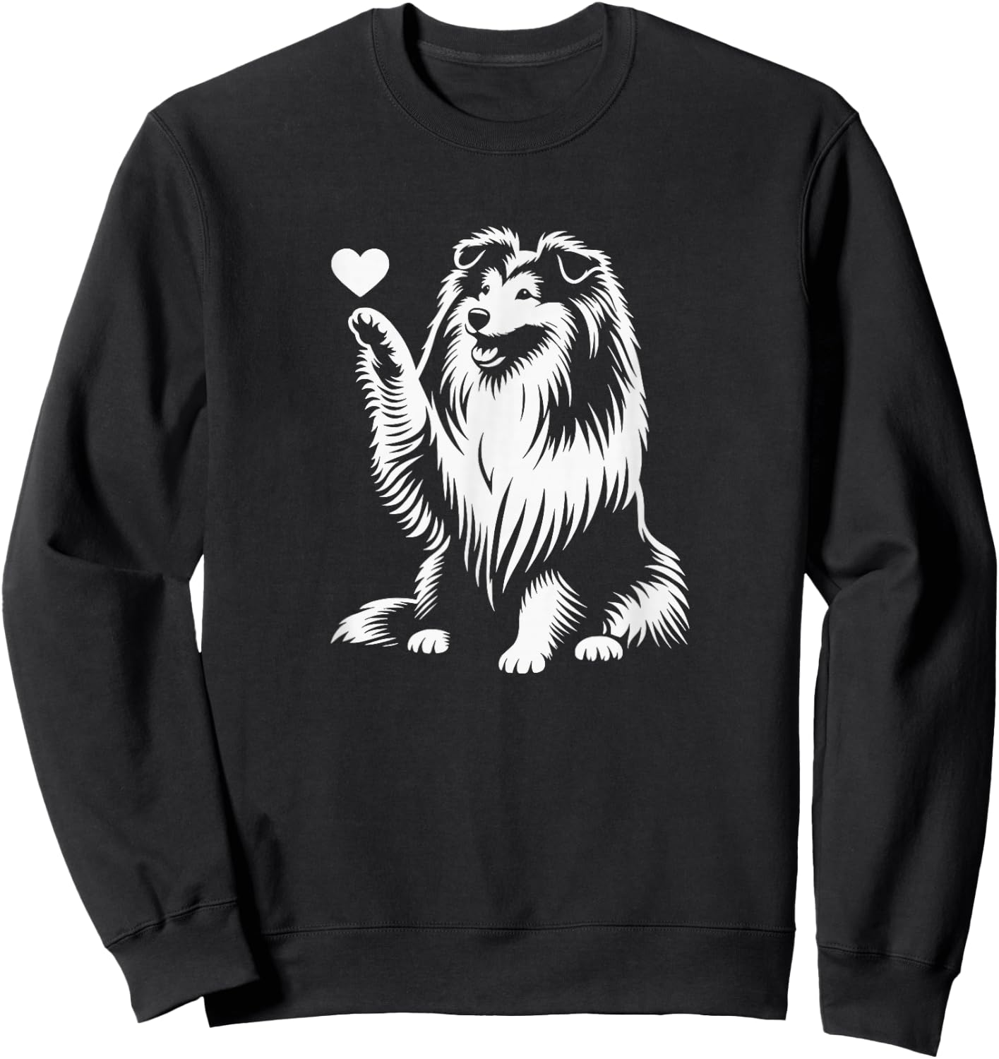 Shetland Sheepdog Sitting Dog Heart Sheltie Graphic Design Sweatshirt - Sweatshirt | Black
