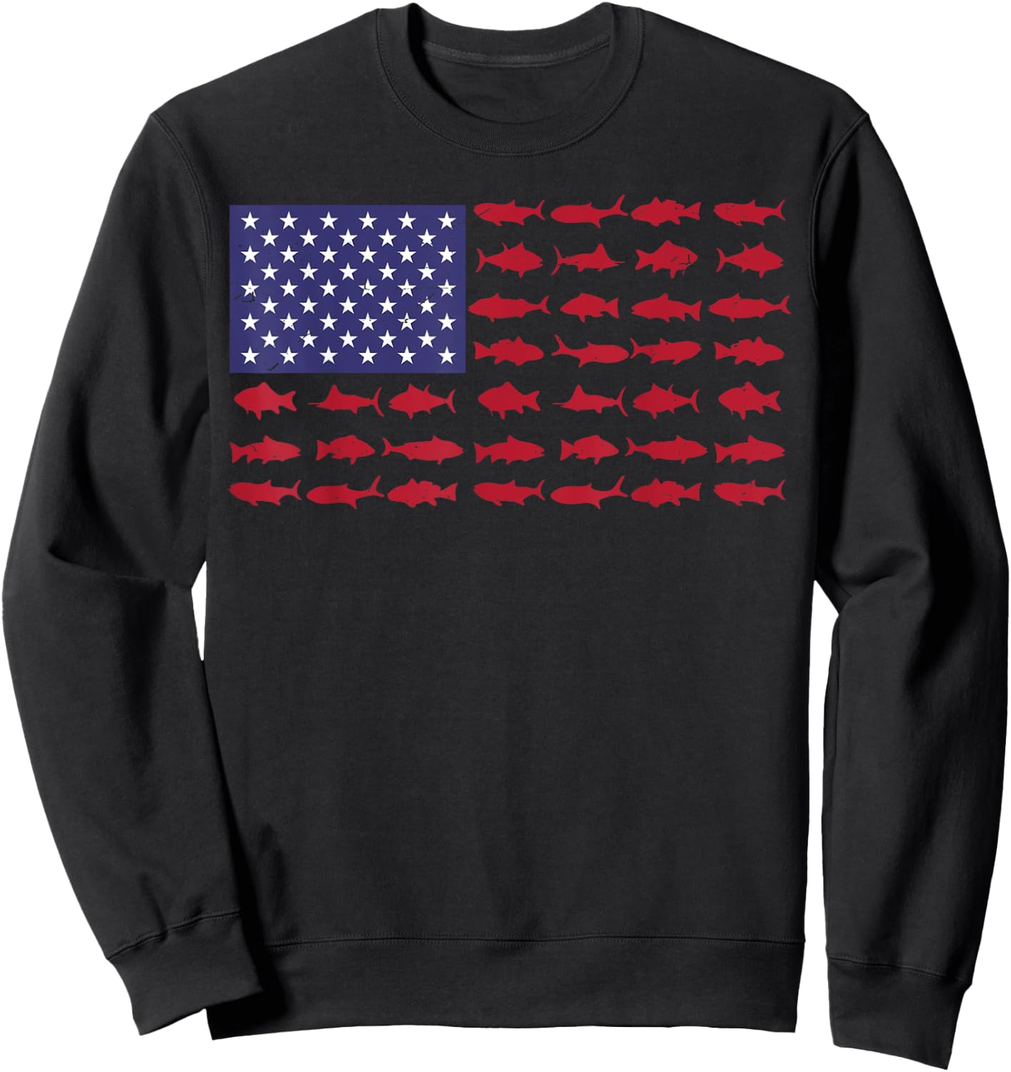 American Flag Fishing-Shirt 4th July Patriotic Kids Boys Men Sweatshirt - Sweatshirt | Black