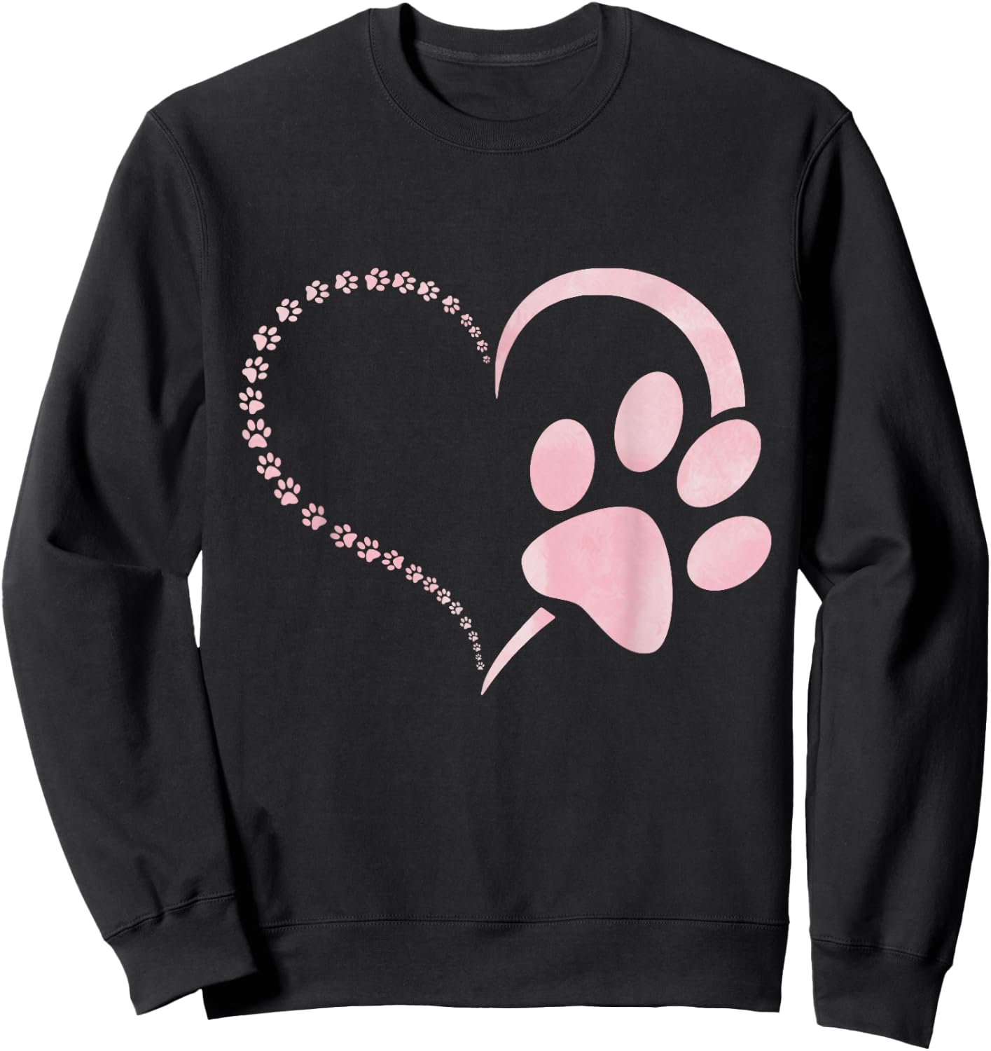 Light Pink Watercolor Dog paw Print Heart Paws Dog Lovers Sweatshirt - Sweatshirt | Black