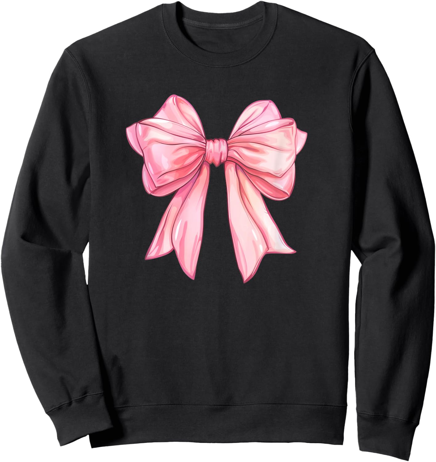 Coquette Pink Bow Watercolor Girly Big Pink Bow Soft Women Sweatshirt - Sweatshirt | Black