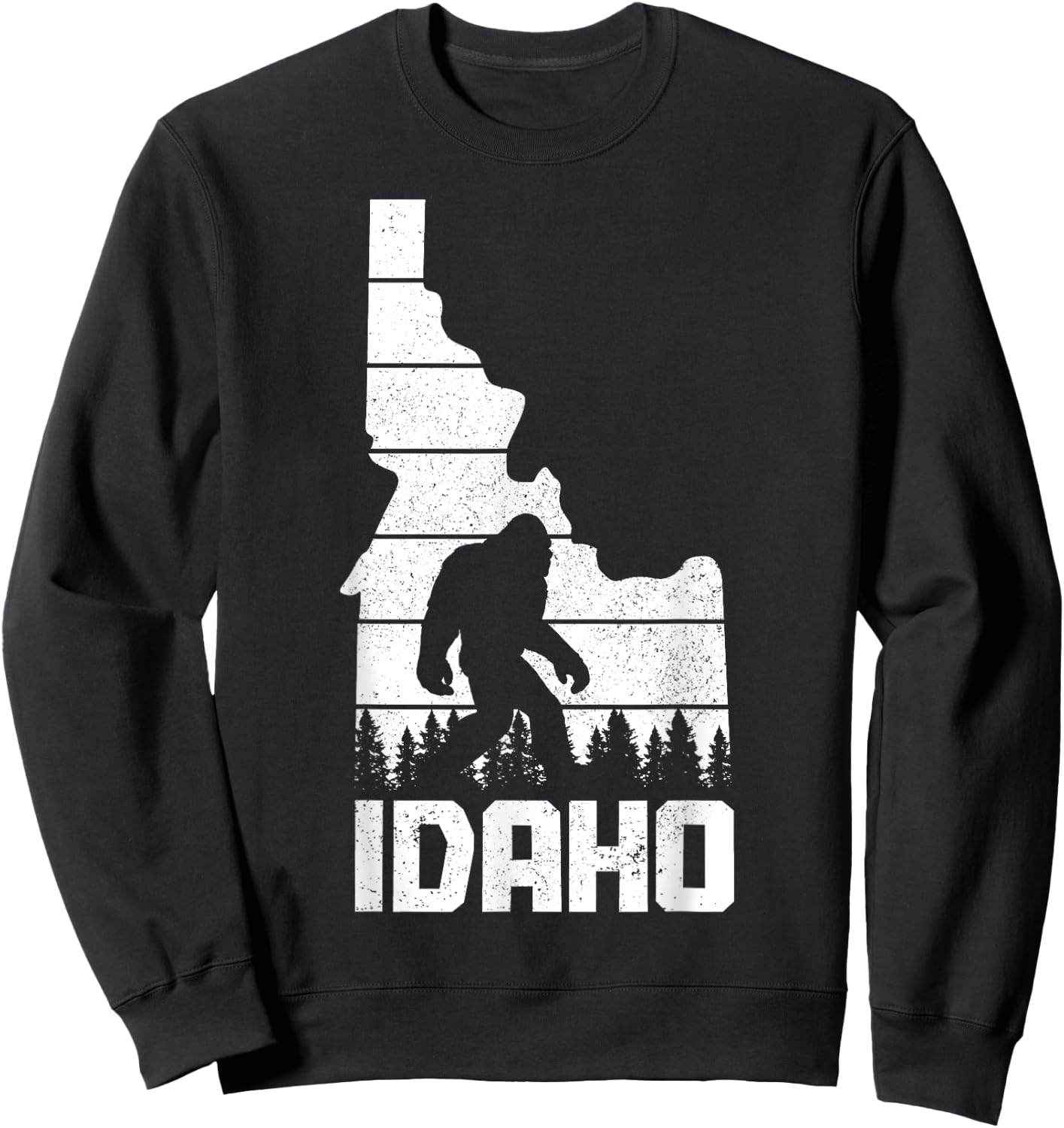 Idaho Bigfoot State Map Hunting Hunter Funny Pride Vintage Sweatshirt - Sweatshirt | Black