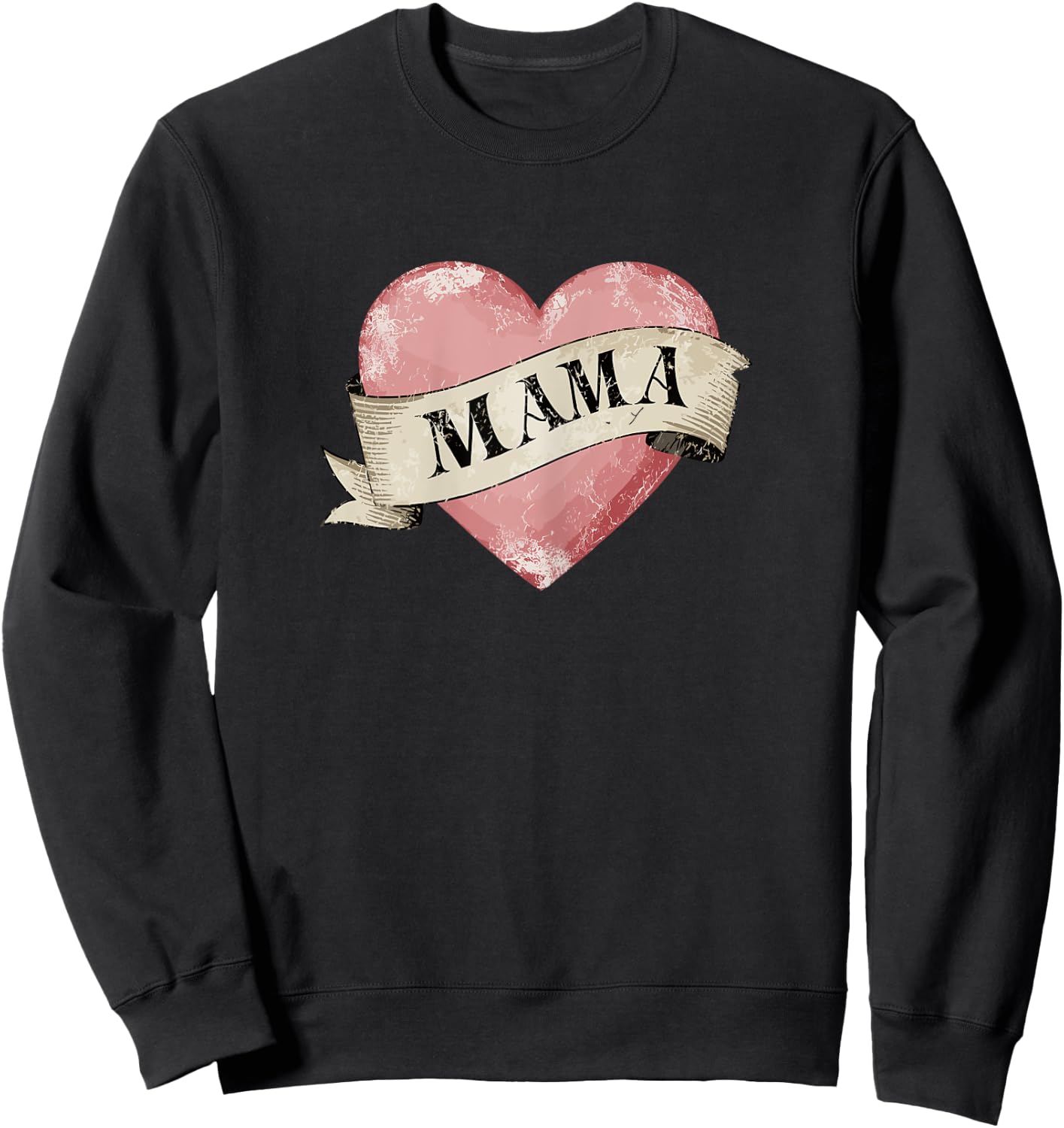 Mama Vintage Retro Mom Tattoo Heart Sweatshirt - Sweatshirt | Black