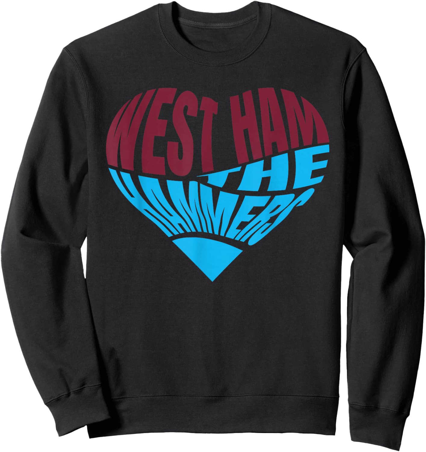 The Hammers Heart - West Ham Fan Typography Design Sweatshirt - Sweatshirt | Black
