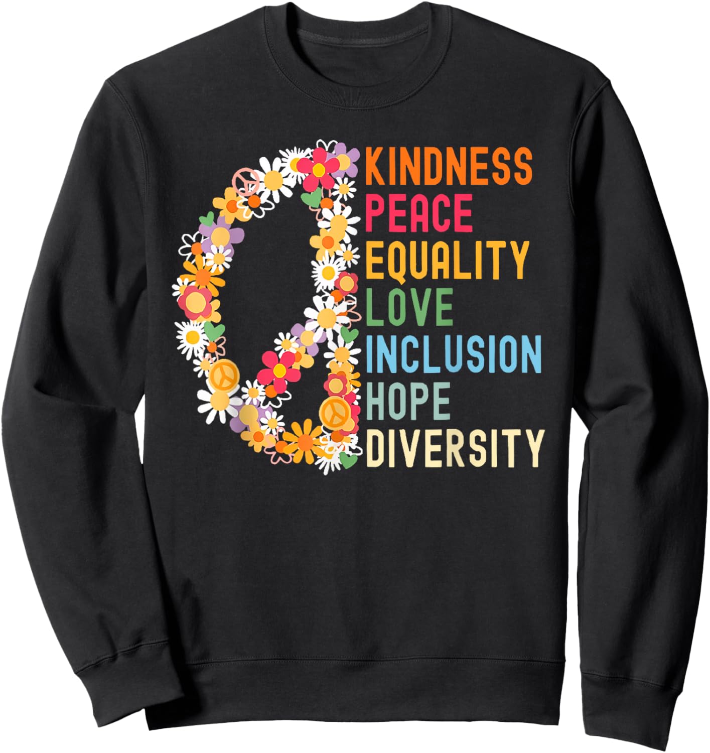 Kindness Peace Equality Hurts No Pride Month One Heart Art Sweatshirt - Sweatshirt | Black