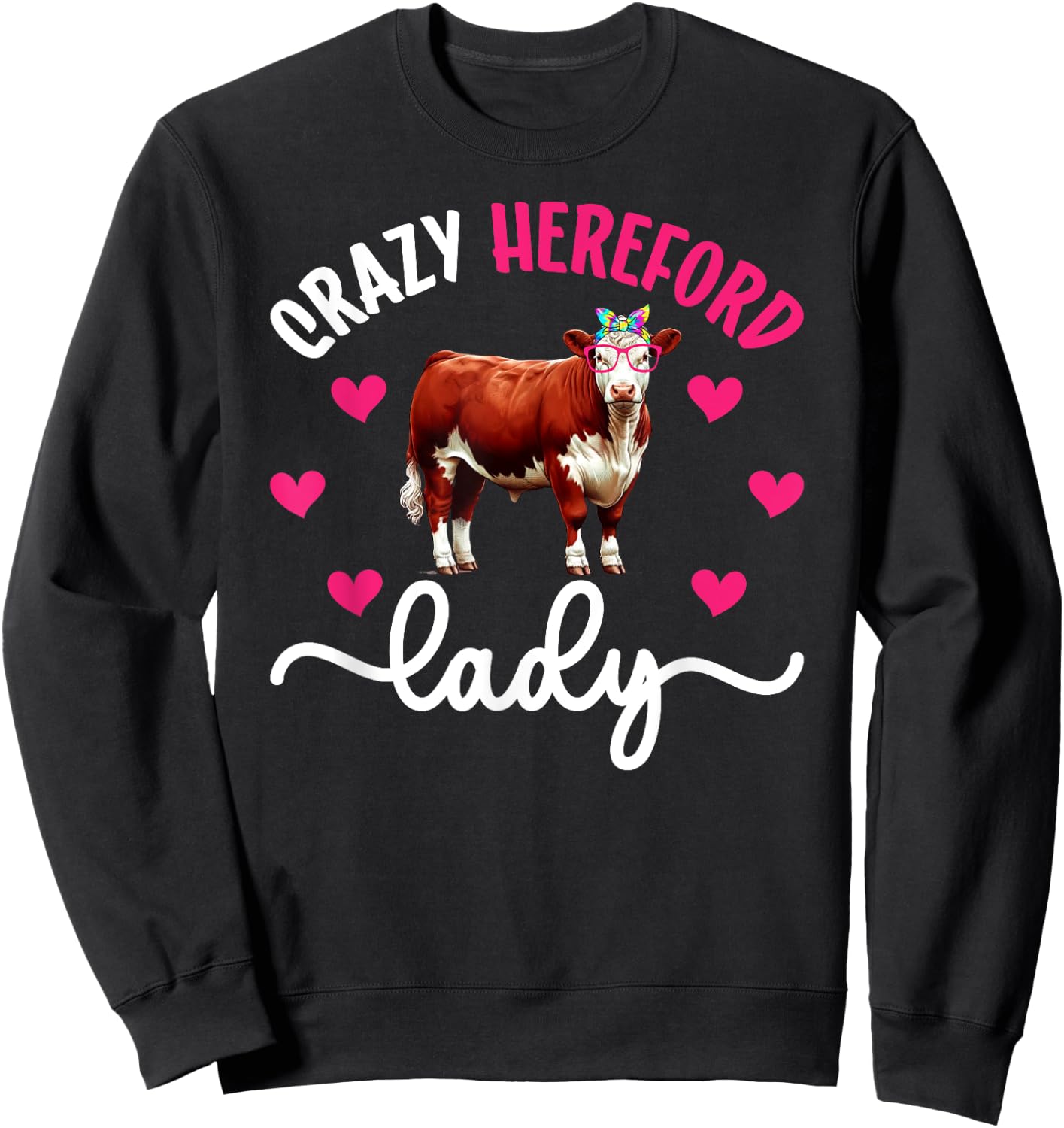 Crazy Hereford Lady Hereford Cow Mom Hereford Cow Lover Sweatshirt - Sweatshirt | Black