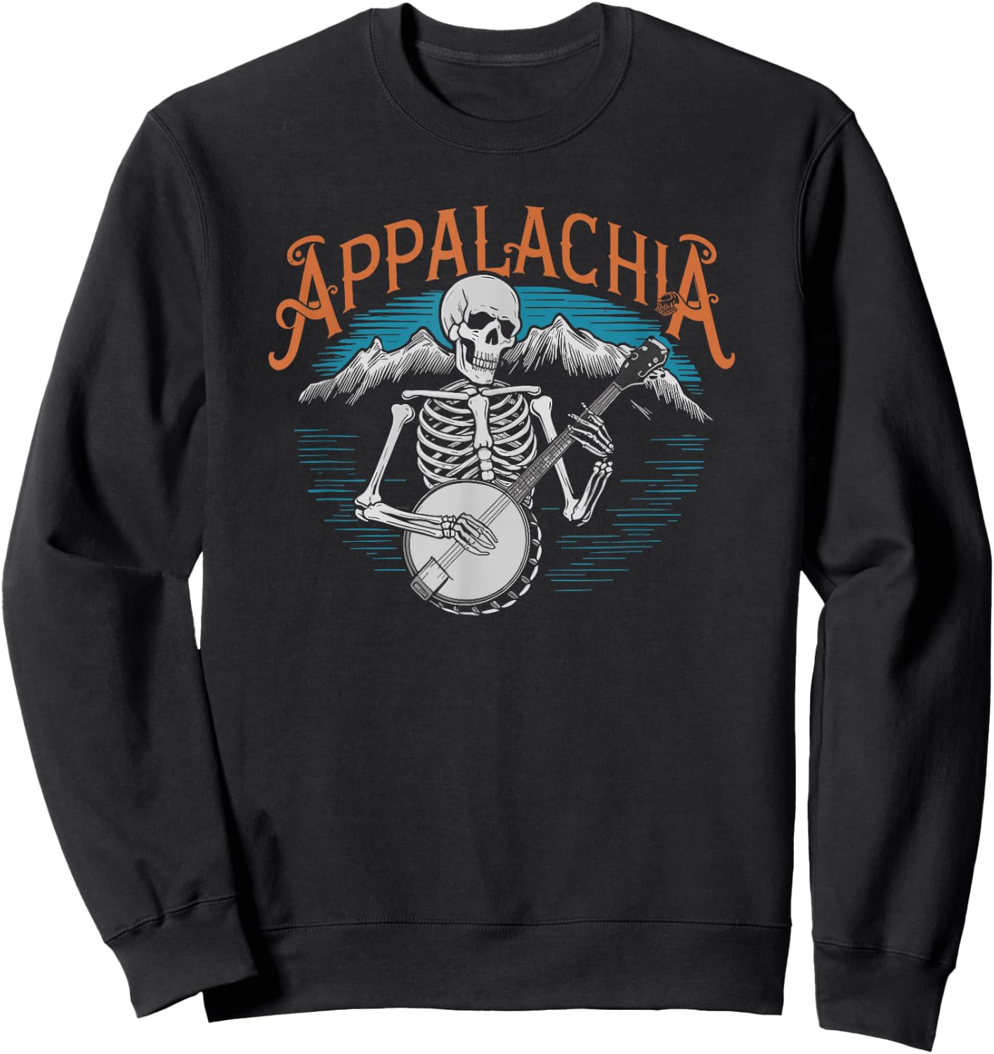 Bluegrass Banjo Skeleton, Appalachia Country Bluegrass Music Sweatshirt - Sweatshirt | Black
