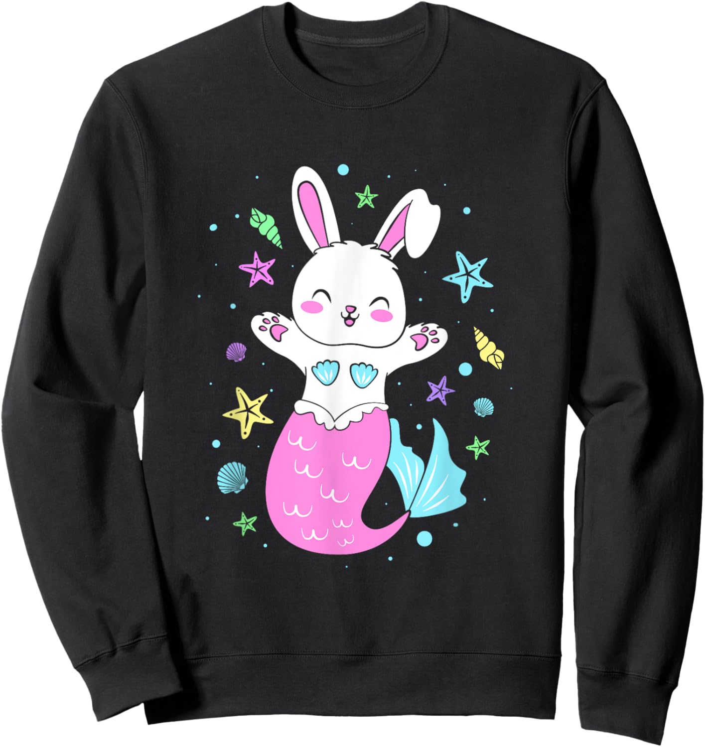 Cute Mermaid Mom Easter Bunny Mermaid Mommy Sweatshirt - Sweatshirt | Black