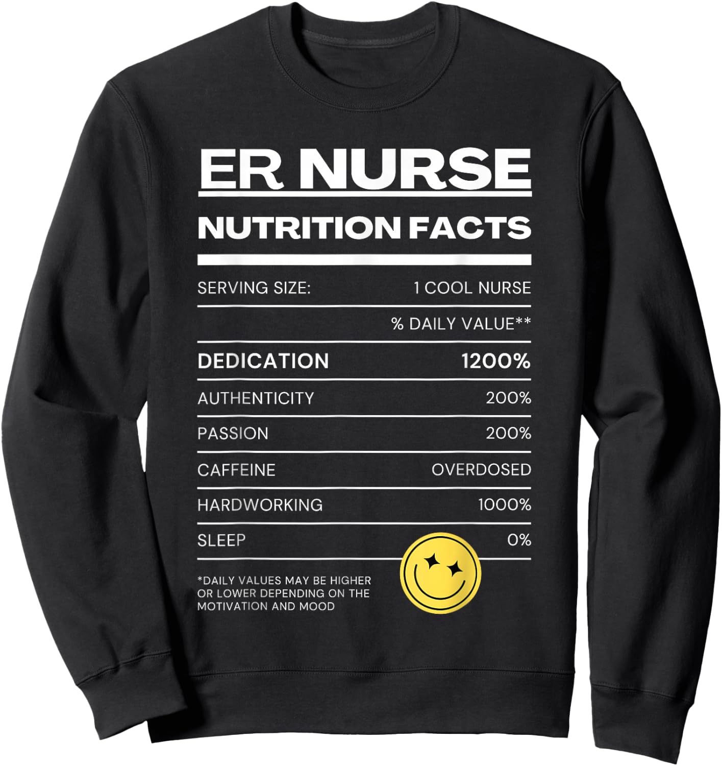 ER Nurse Nutrition Facts ER Nurse Sweatshirt - Sweatshirt | Black