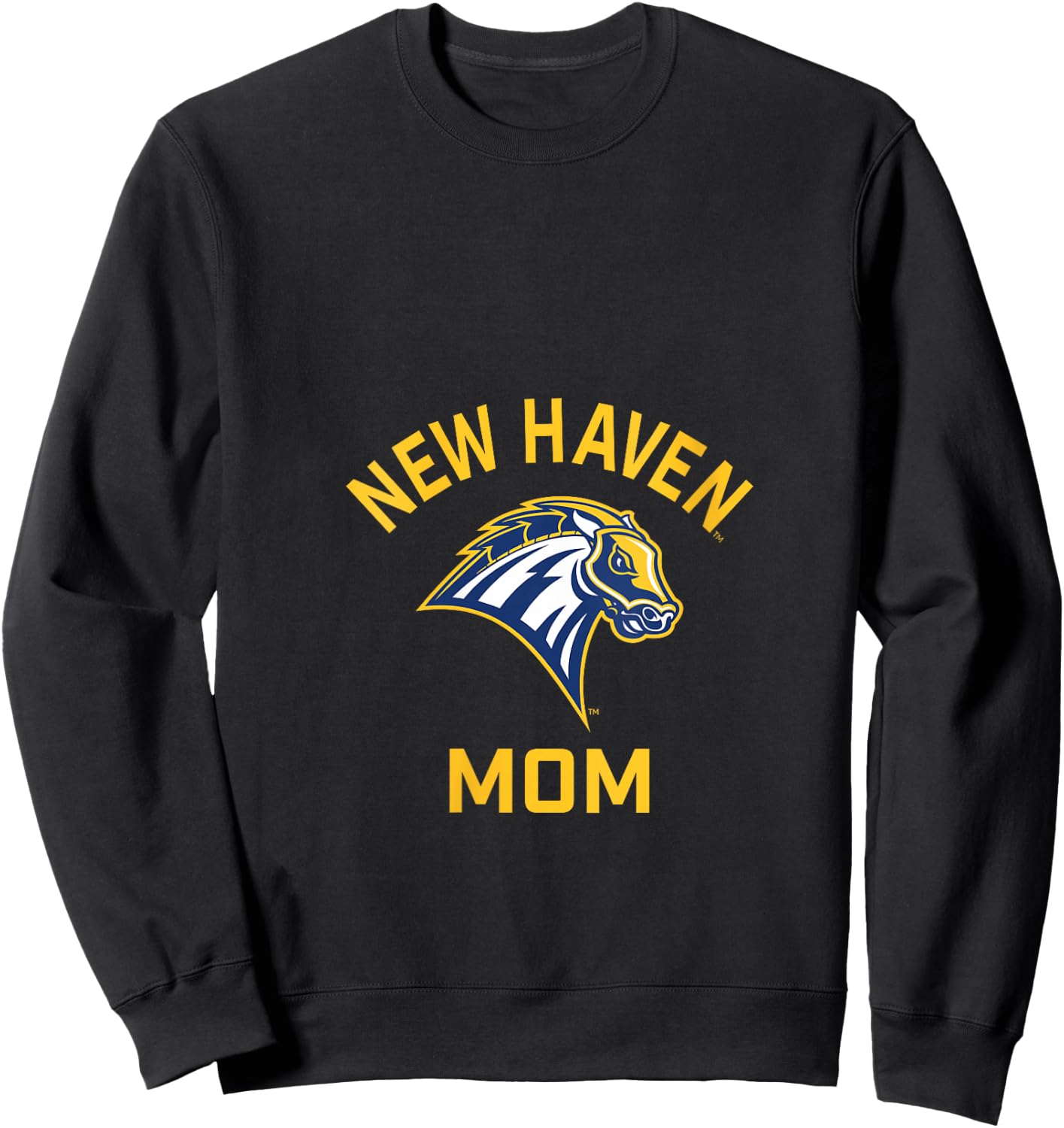 University of New Haven UNH Chargers Arched Mom V-Neck Sweatshirt - Sweatshirt | Black