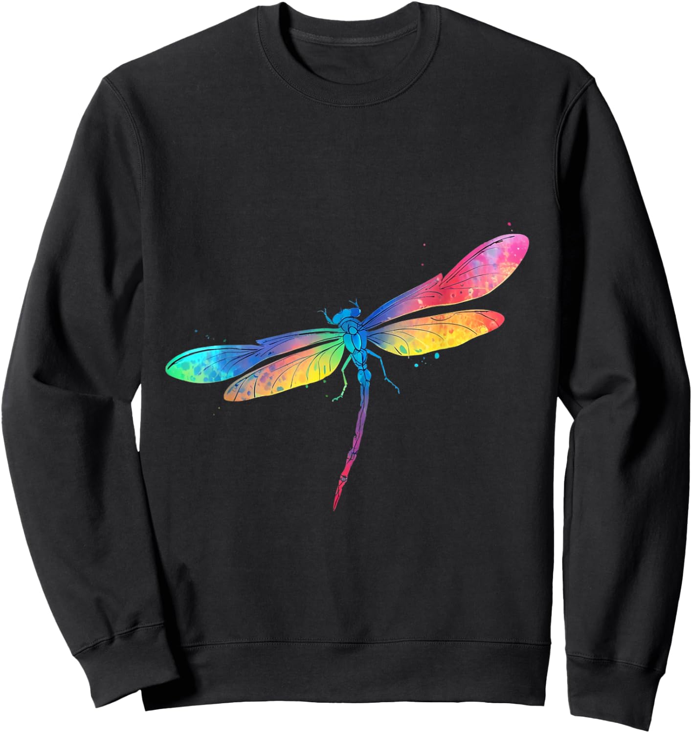 Dragonfly tie dye artwork colorful insect nature-inspired Sweatshirt - Sweatshirt | Black