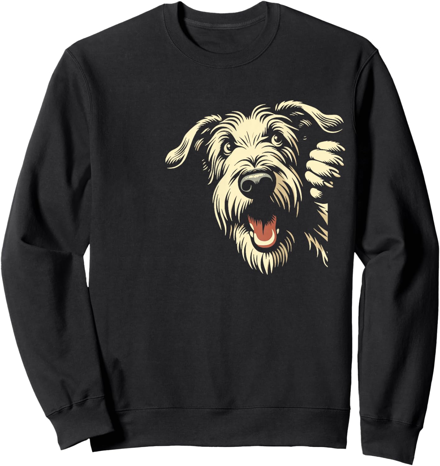 Funny Irish Wolfhound Peeking Dog Graphic Design Sweatshirt - Sweatshirt | Black