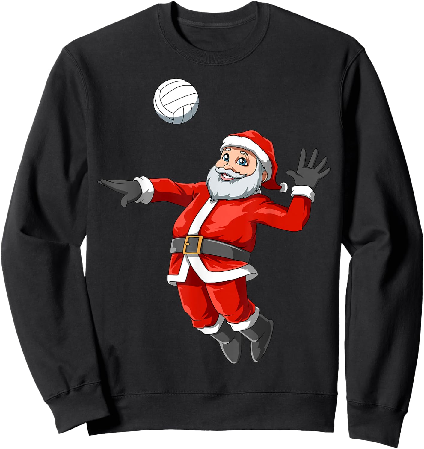 Santa Volleyball Christmas Santa Playing Volleyball Santa Sweatshirt - Sweatshirt | Black
