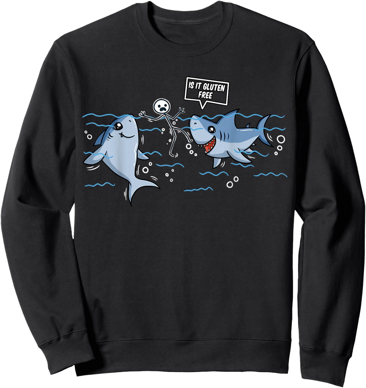 Gluten Free Shark Gift Celiac Disease Sweatshirt - Sweatshirt | Black