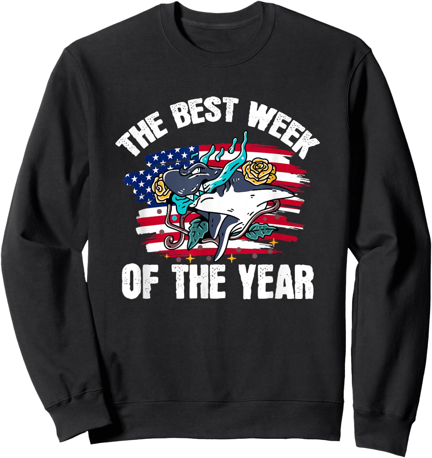 Vintage USA It's The Best Week Of The Year Shark Sweatshirt - Sweatshirt | Black