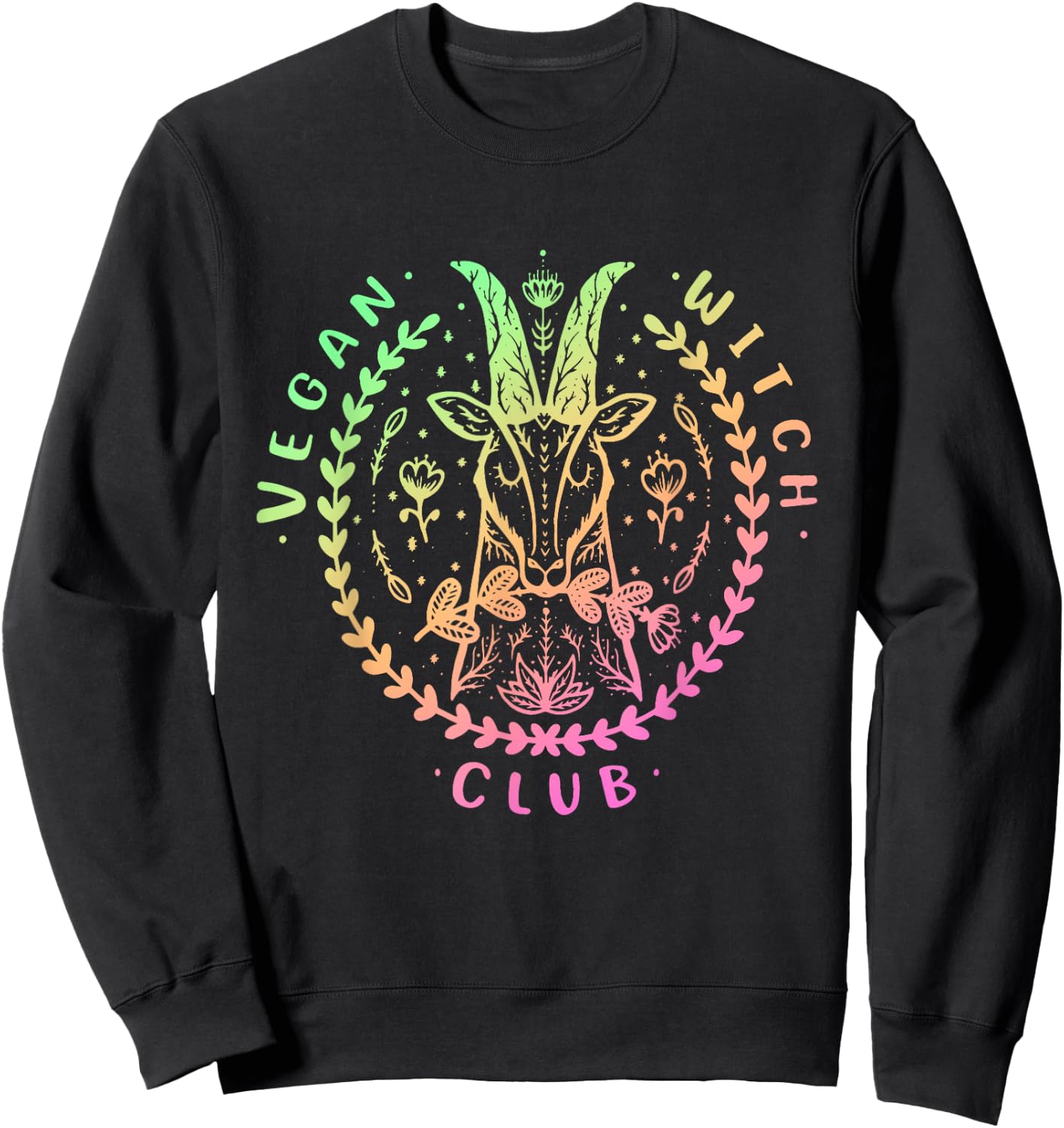 Vegan Witch Club Goat Design Sweatshirt - Sweatshirt | Black