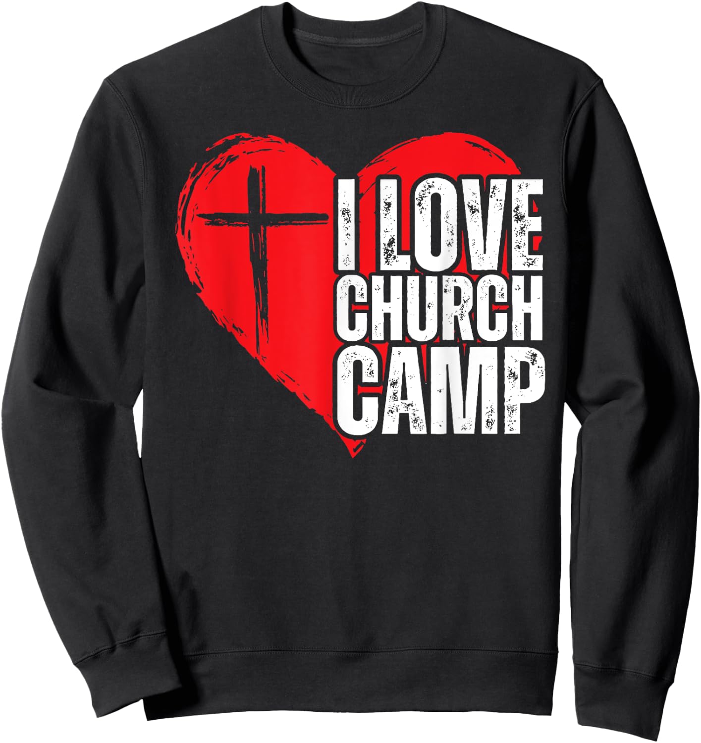 I Love Church Camp VBS Vacation Bible School Jesus VBS Crew Sweatshirt - Sweatshirt | Black