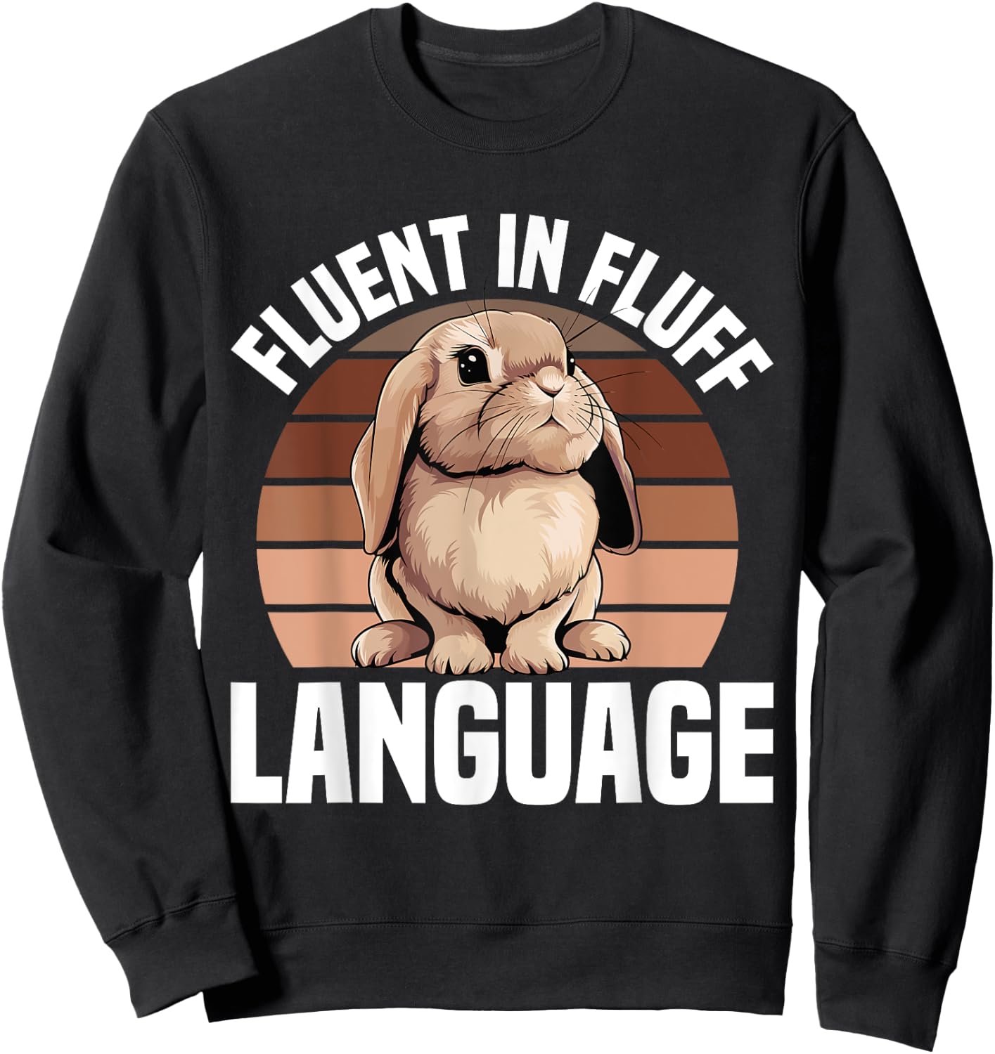 Fluffy Holland Lop Bunny Stuffed Animal Plush Lop Bunny Sweatshirt - Sweatshirt | Black