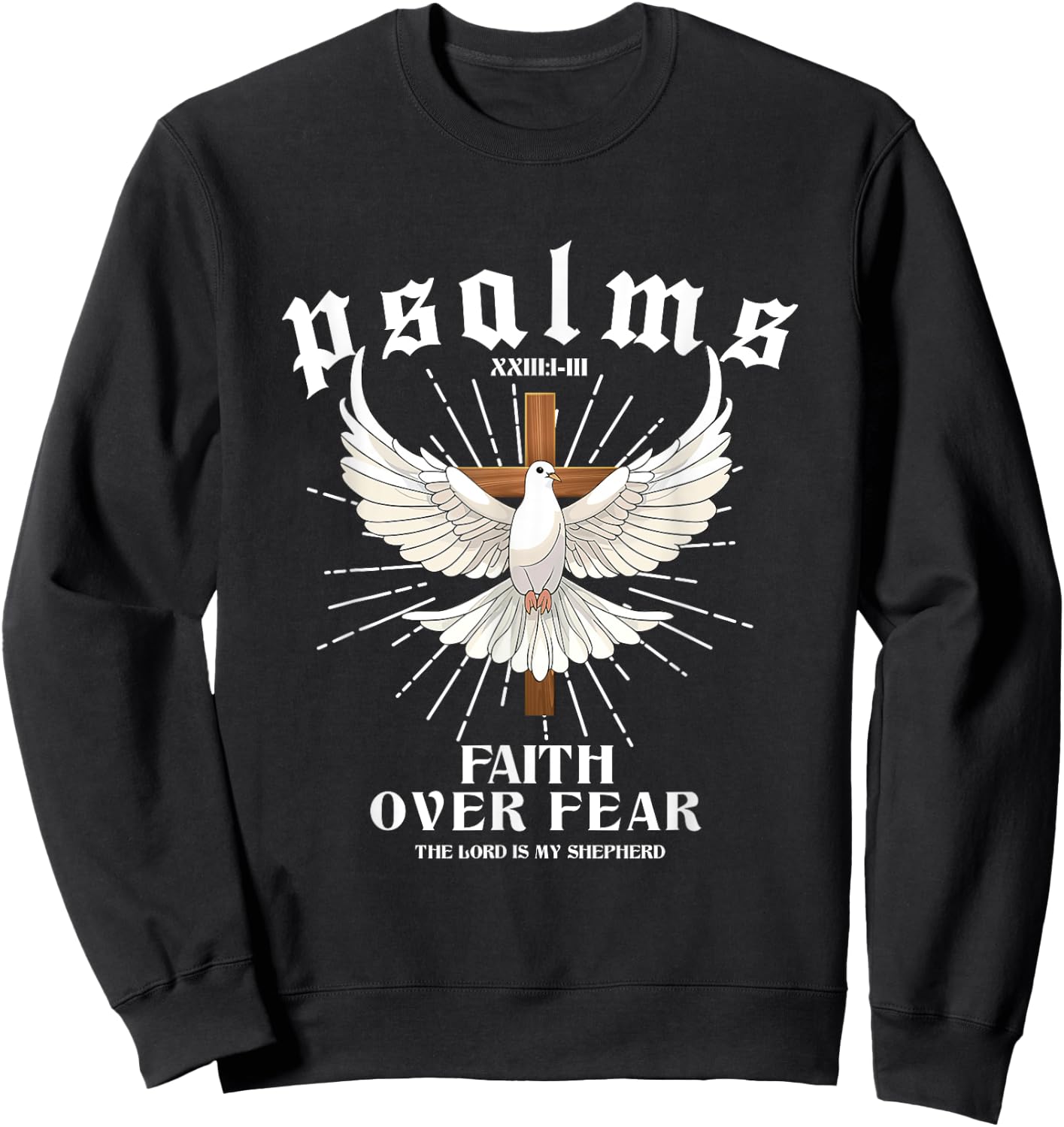 Vintage Faith Over Fear Bible Verse Aesthetic Christian Sweatshirt - Sweatshirt | Black