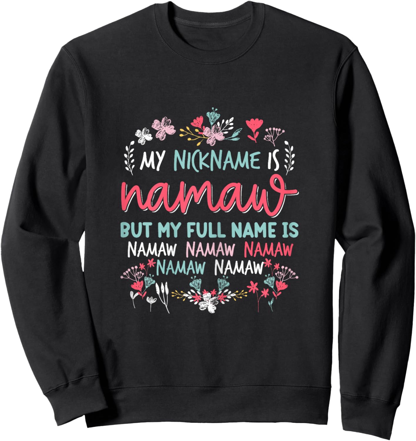 Funny Mothers day Shirt My Nickname is Namaw Grandma Cute Sweatshirt - Sweatshirt | Black