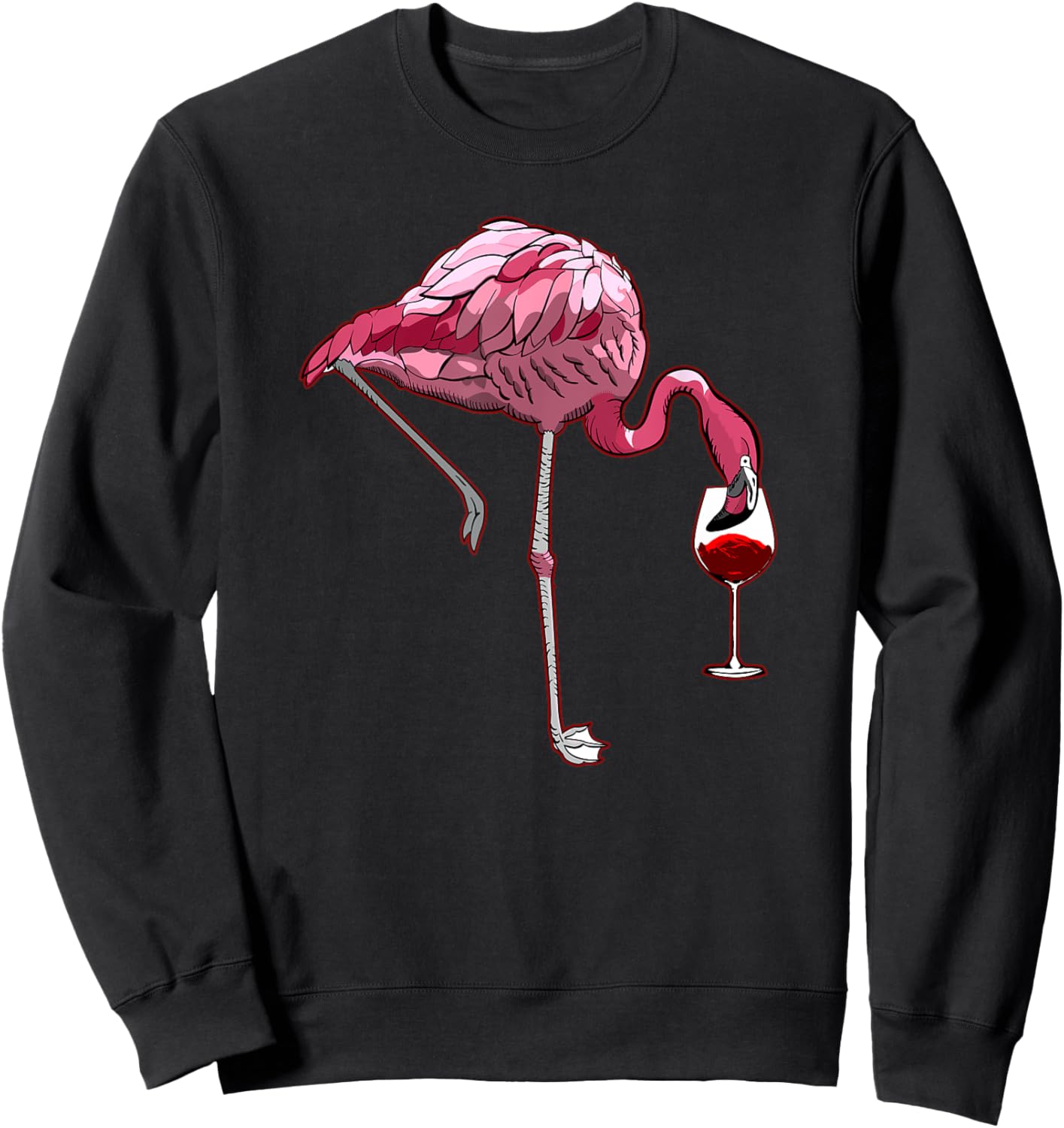Flamingo Wine Tasting Humor Drinking Sweatshirt - Sweatshirt | Black