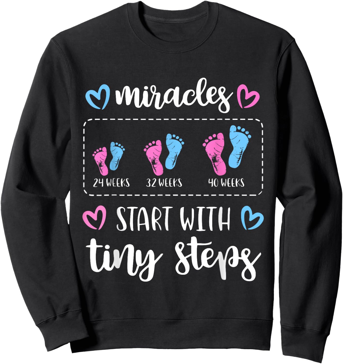 Miracles Start With Tiny Steps Baby Feet Nurse Sweatshirt - Sweatshirt | Black