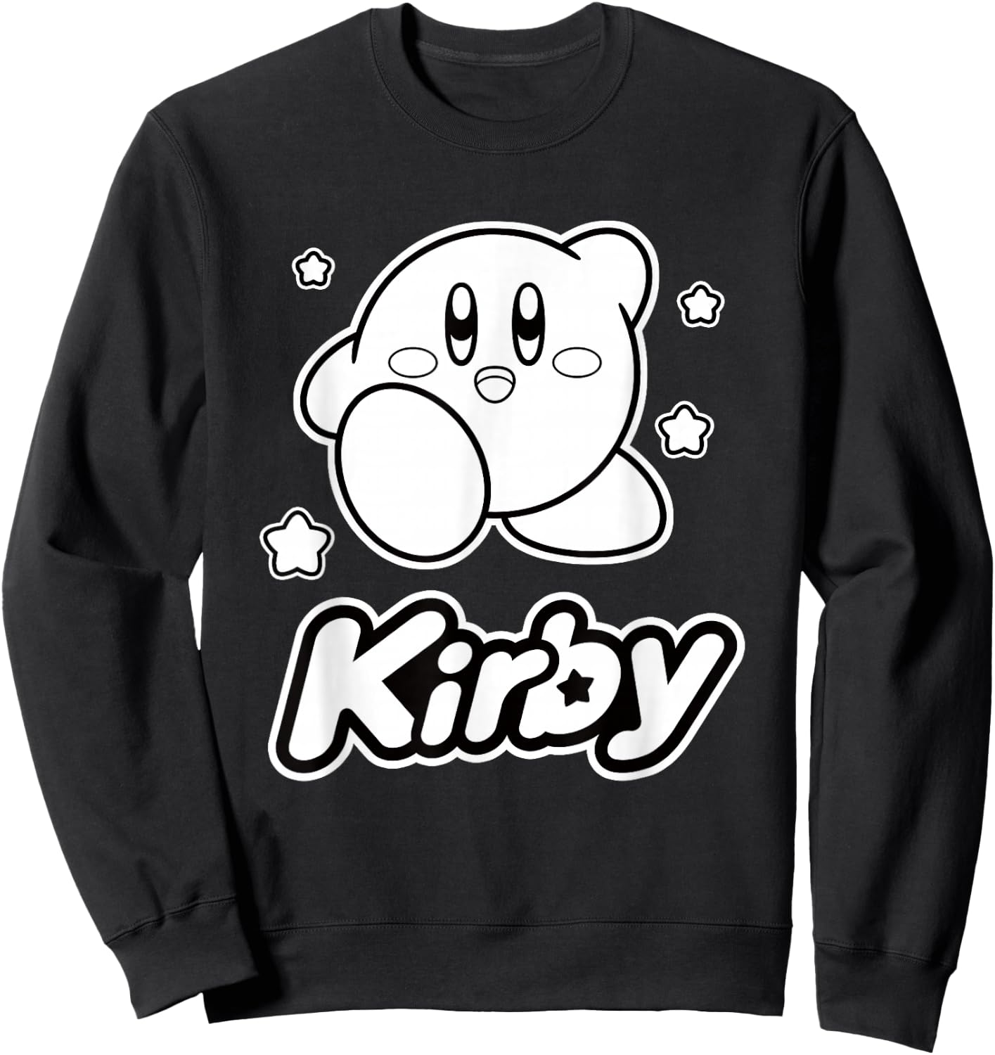 Kirby Stars Black & White Big Character Portrait Sweatshirt - Sweatshirt | Black