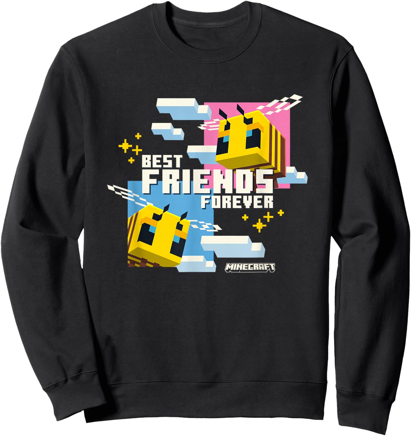 Minecraft Best Friends Forever Bees Flying Pink & Blue Sweatshirt - Sweatshirt | Black