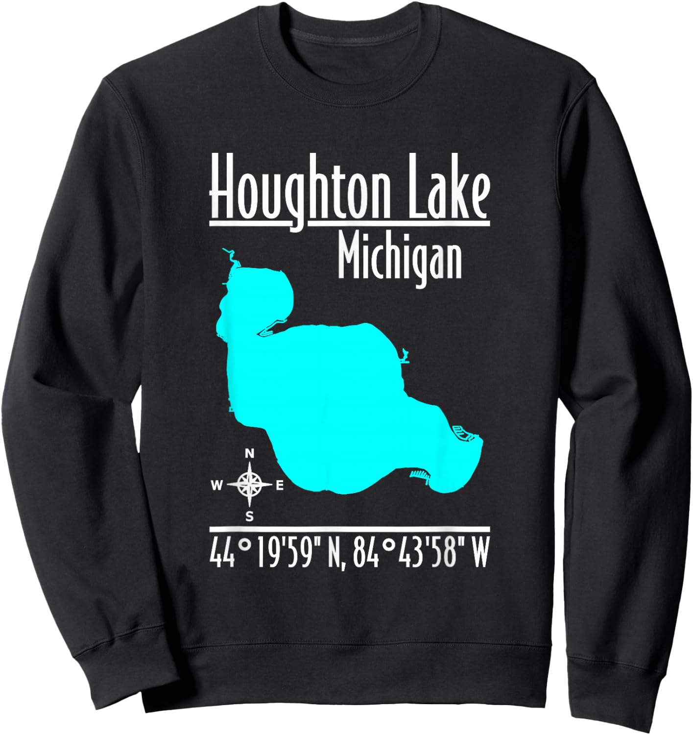 Modern Houghton Lake - Michigan Sweatshirt - Sweatshirt | Black