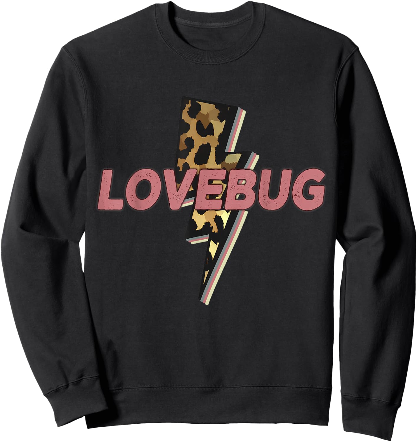 Lovebug Leopard Wife Gf Bolt Thunder Vintage Distressed Sweatshirt - Sweatshirt | Black