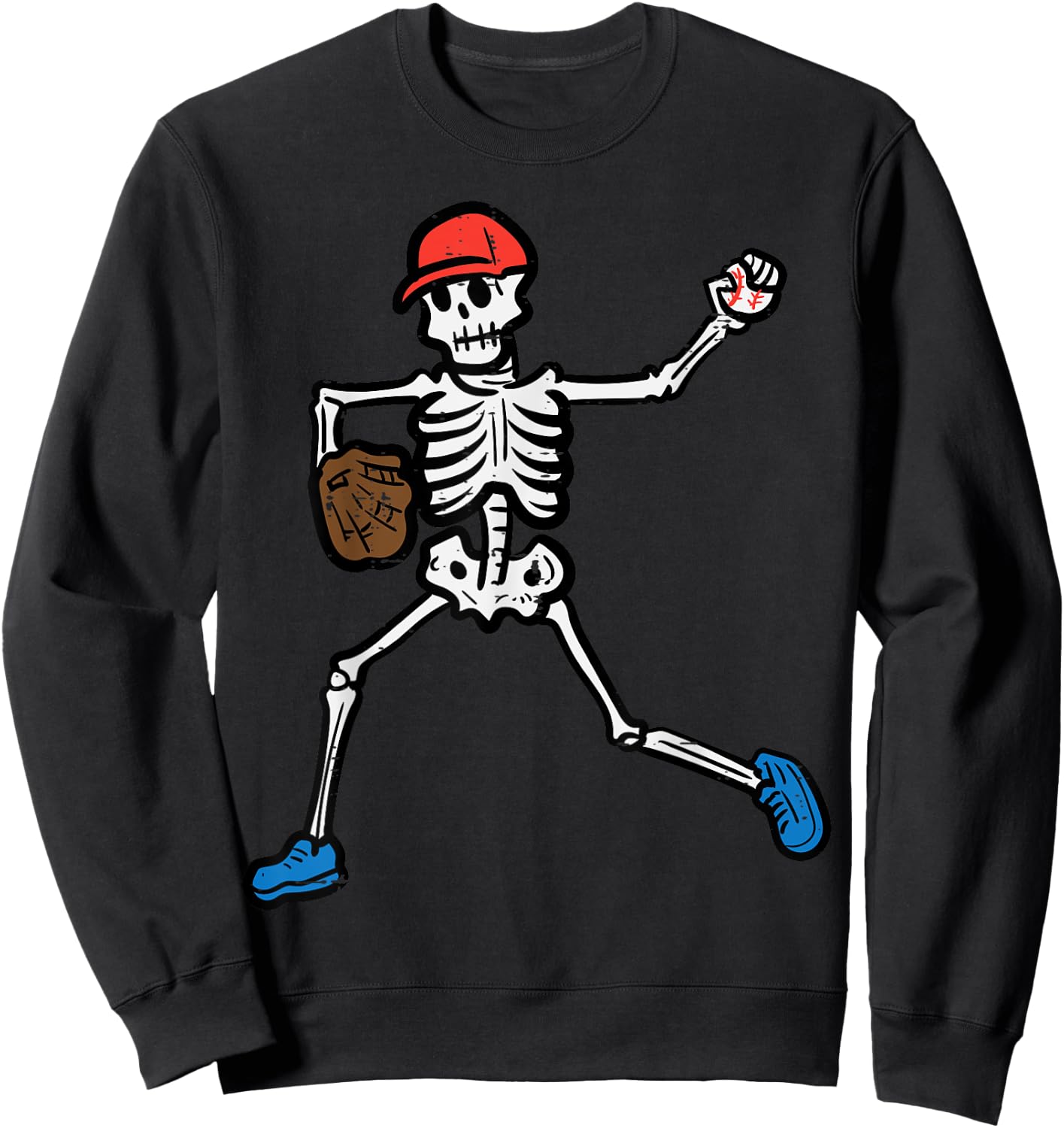 Halloween Baseball Pitcher Skeleton Costume Boys Kids Men Sweatshirt - Sweatshirt | Black