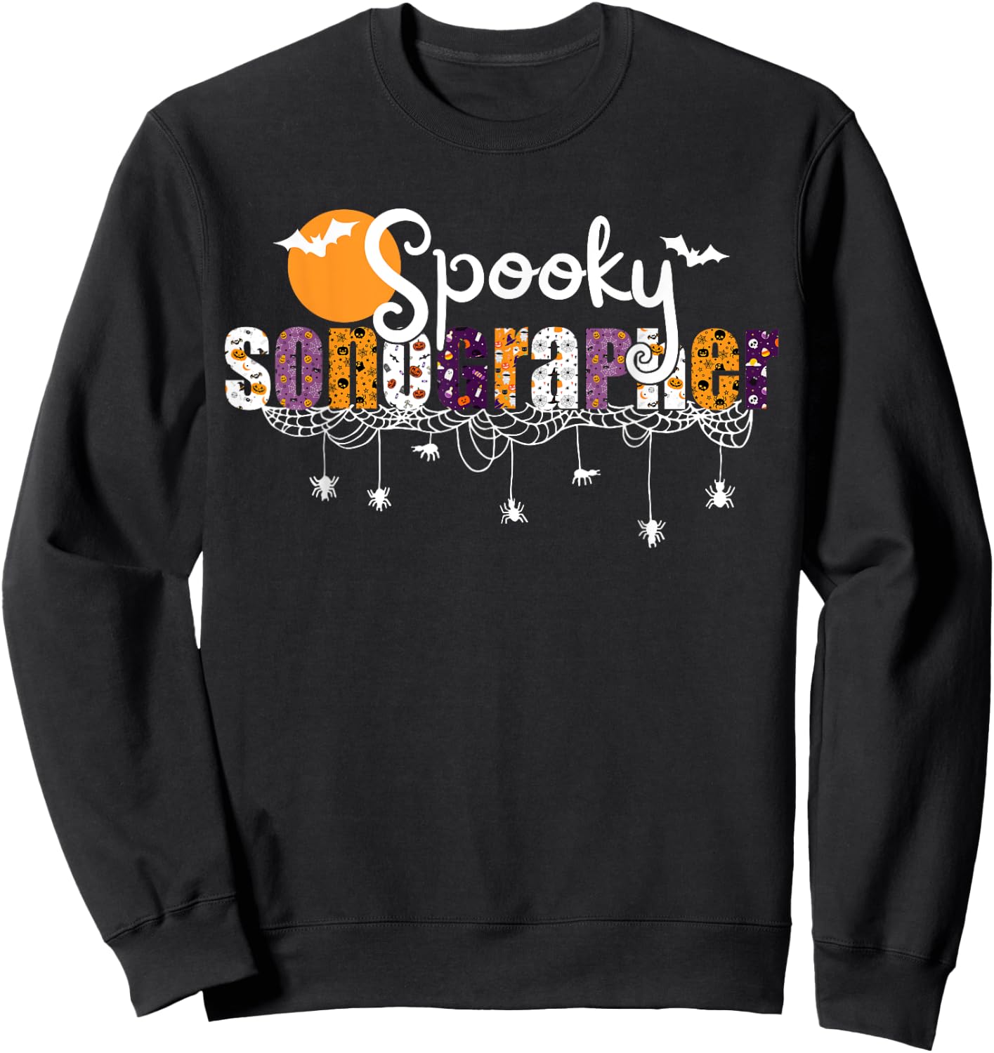 Retro Spooky Sonographer Halloween Ultrasound Technologist Sweatshirt - Sweatshirt | Black